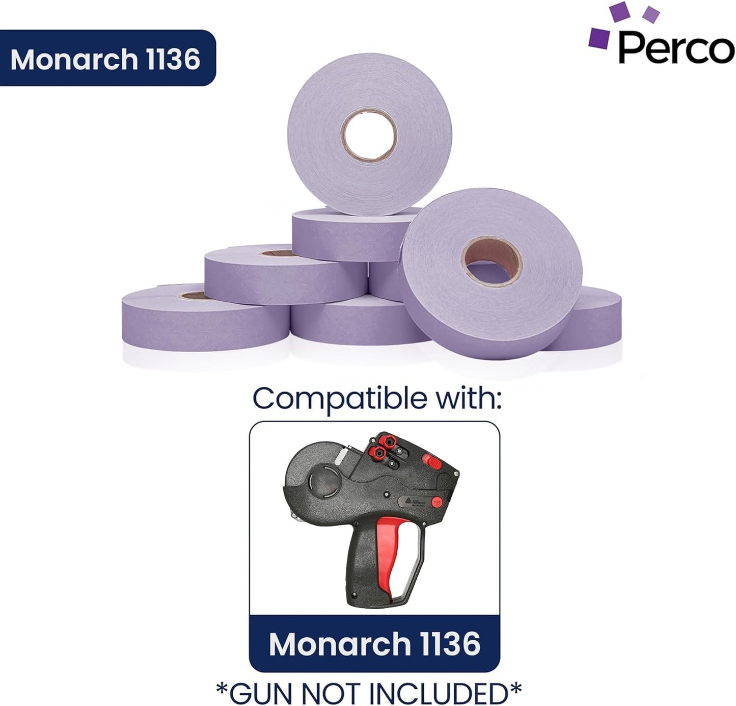 Perco Lavender Pricing Labels for Monarch 1136 Price Gun - 3 Sleeves, 24 Rolls Value Pack - 42,000 Price Marking Labels - with Ink Rolls Included
