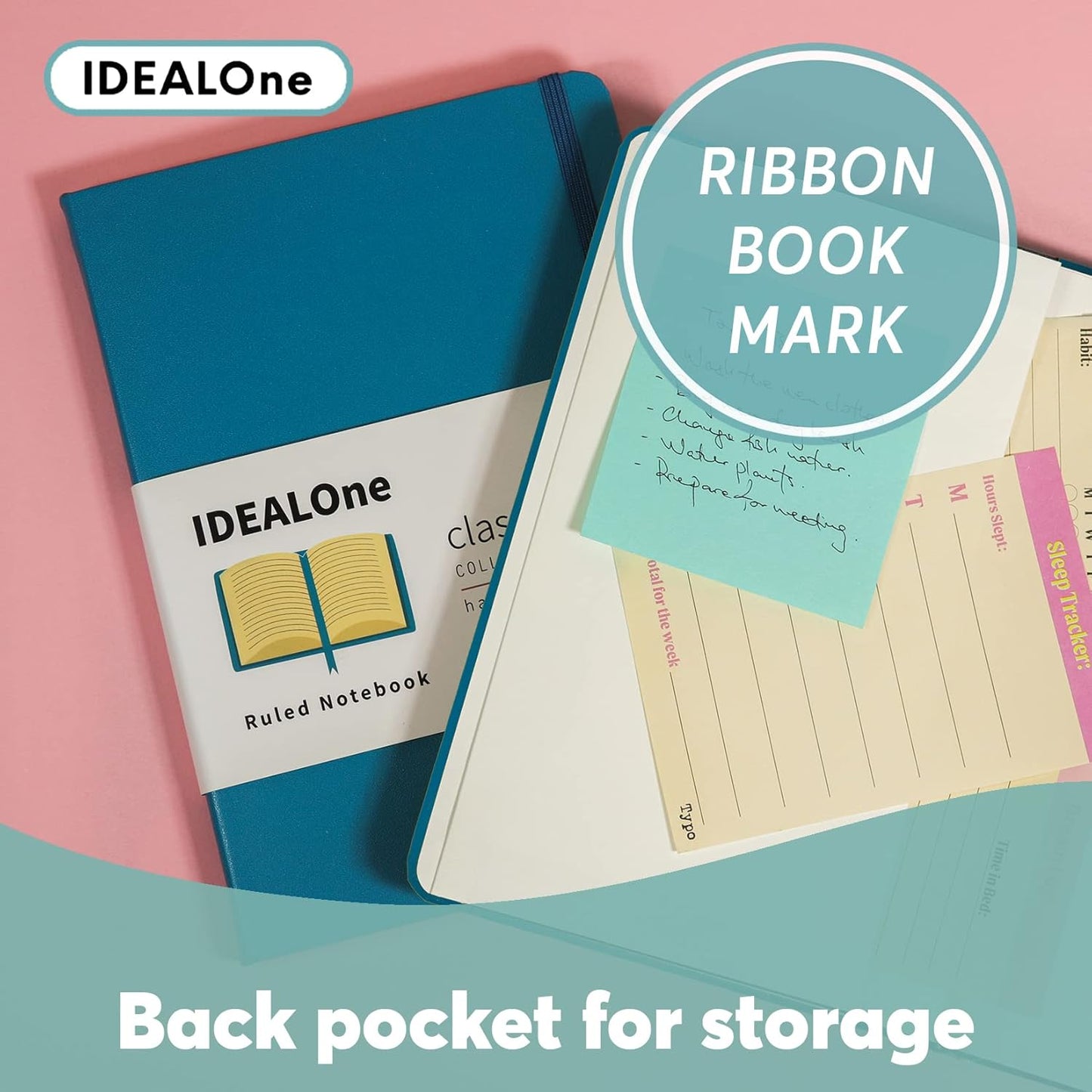 IDEALOne Dotted Classic Hardcover Notebook Journal – For Work, Home, School, 5.7 x 8 inches, 160 Pages, 100GSM, with Elastic Band Closure and Ribbon Bookmark (Caramel Brown, Single)