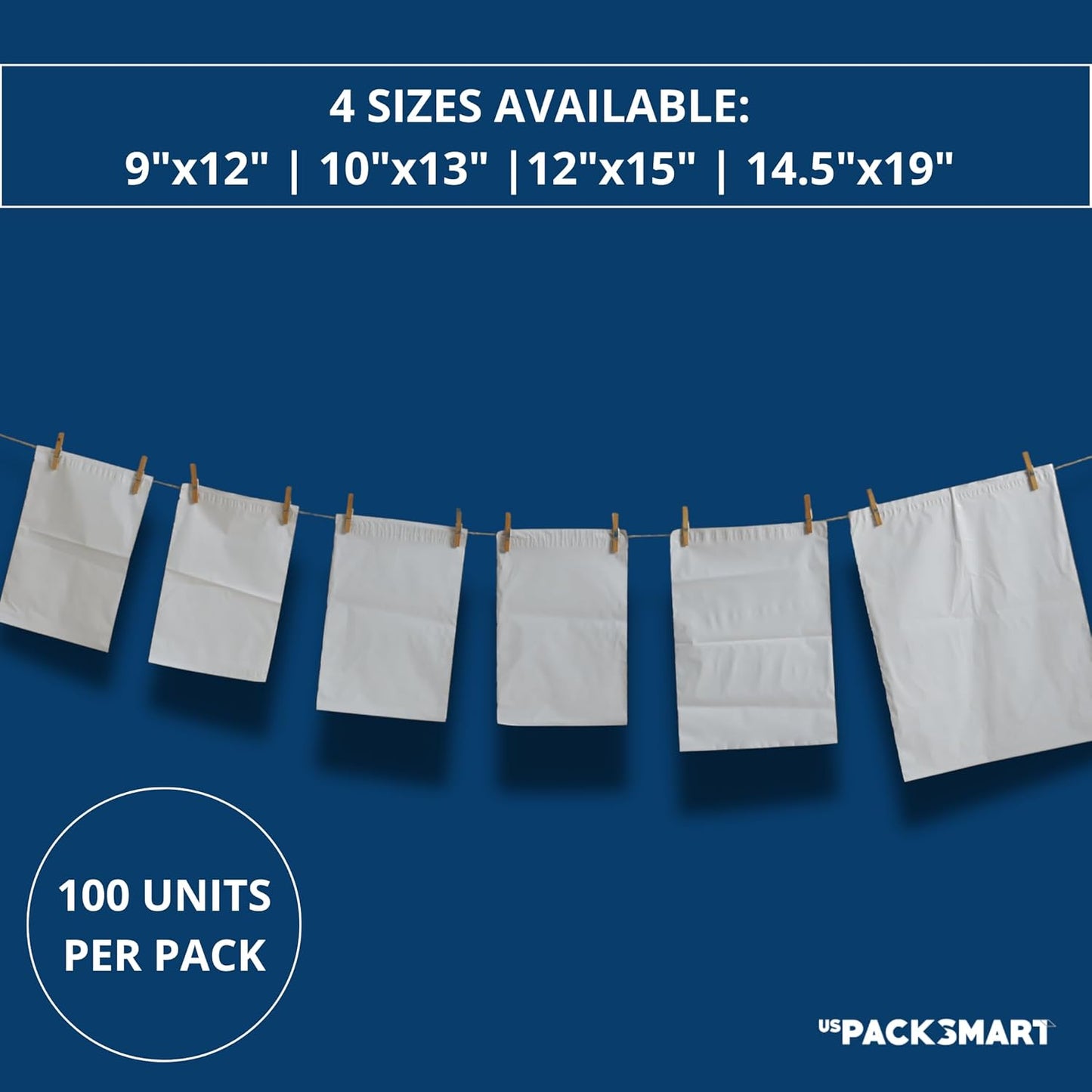 White Plastic Poly Mailers 10"x13" | Shipping Bags for Clothing, Books & Accessories | Durable Shipping Envelopes | Waterproof and Tear-Proof with Strong Self-sealing Adhesive | 100-Pack