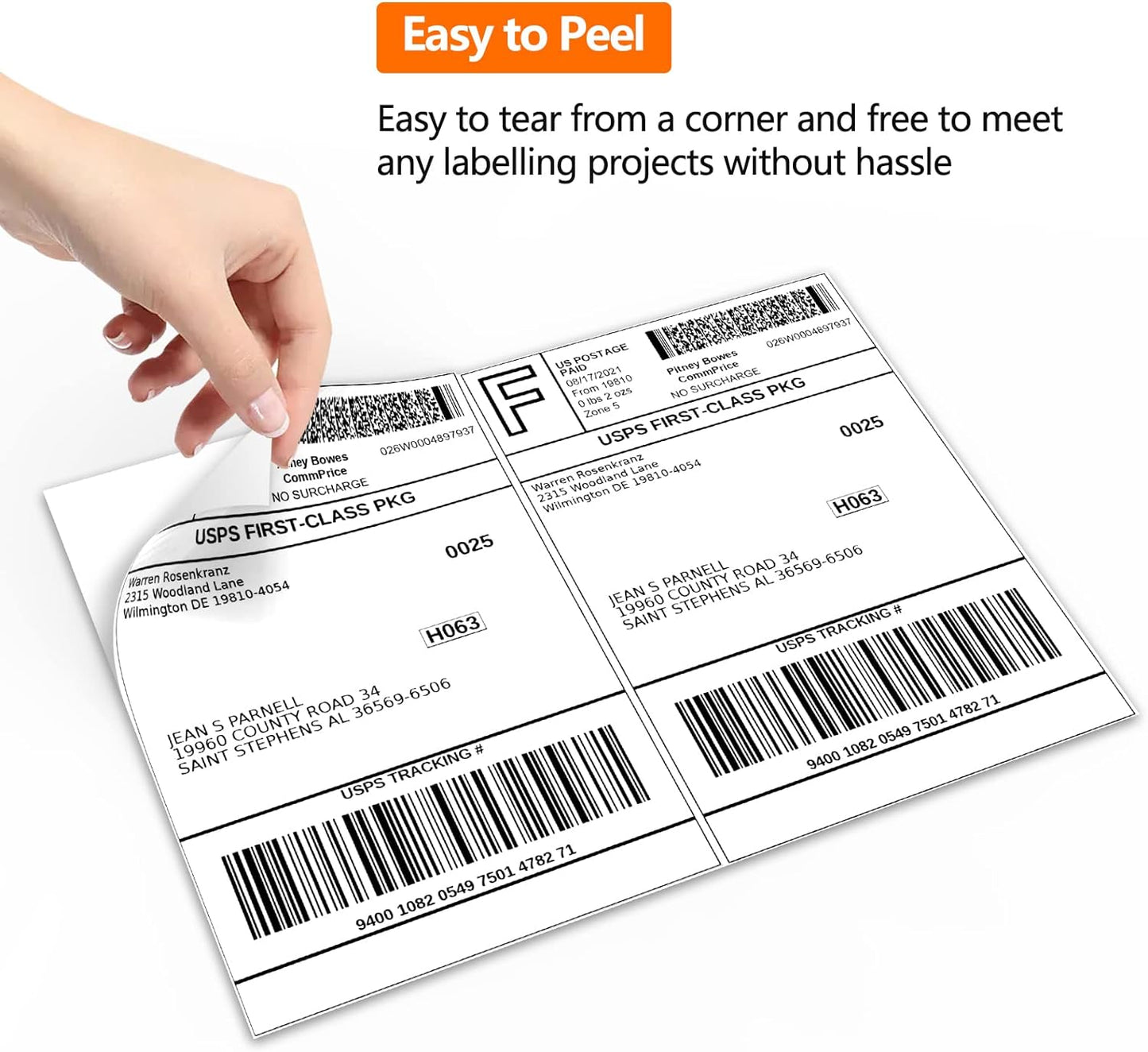 100 Half Sheet Shipping Labels 5-1/2" X 8-1/2" Address Blank Labels Laser/Ink Jet