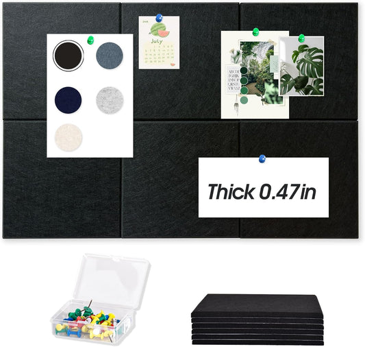 Thick Cork Board for Wall with Pins, 36" x 24" Bulletin Board Self-Adhesive Pin Board | Customized 6 Packs Felt Tiles for Office Home Wall Decor