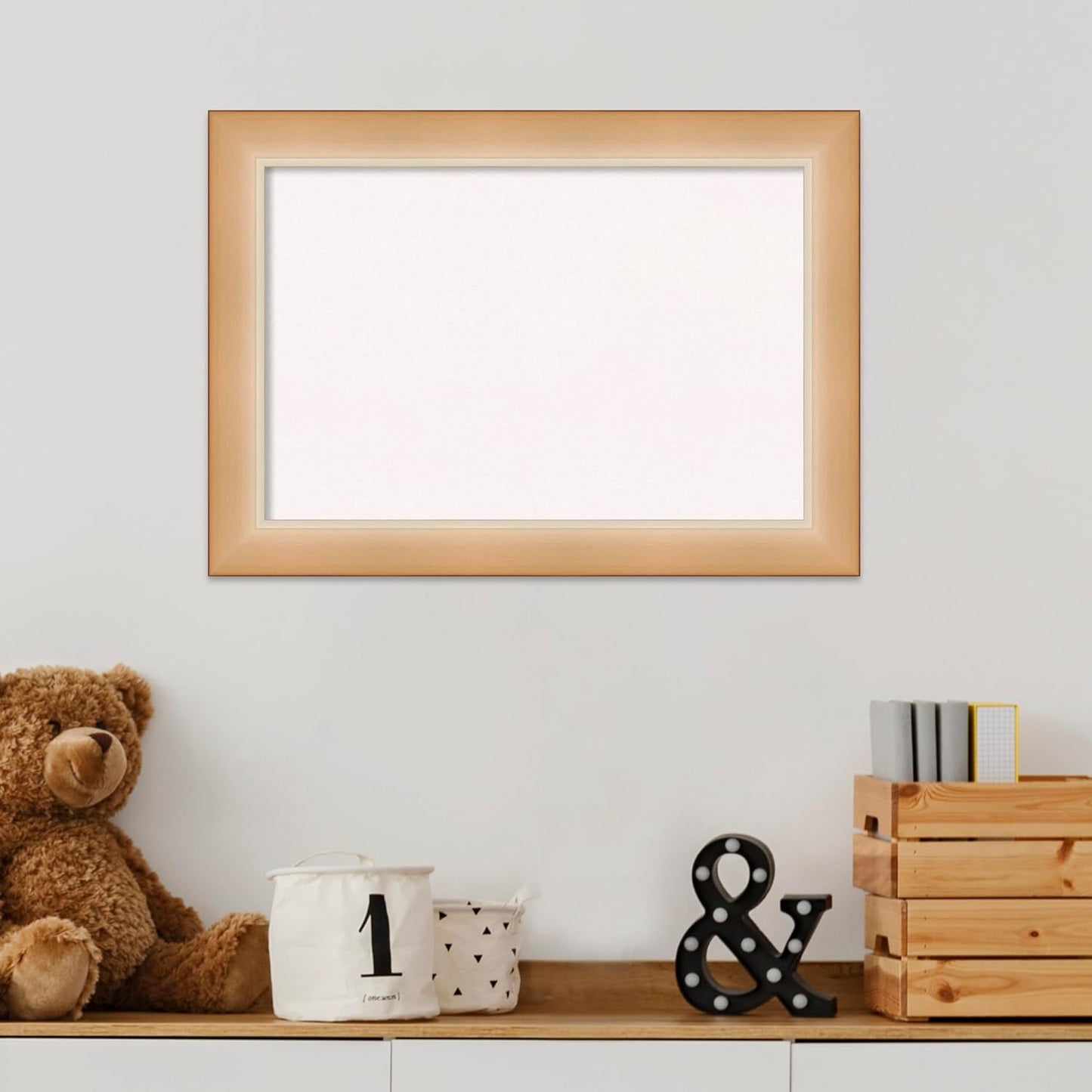 Amanti Art White Cork Board for Wall, 15x21 Vision Board with Gold Frame, Small Corkboard Office Decor for Home Organization, Modern Corkboard Pinboard to Display Items for Home Organization in