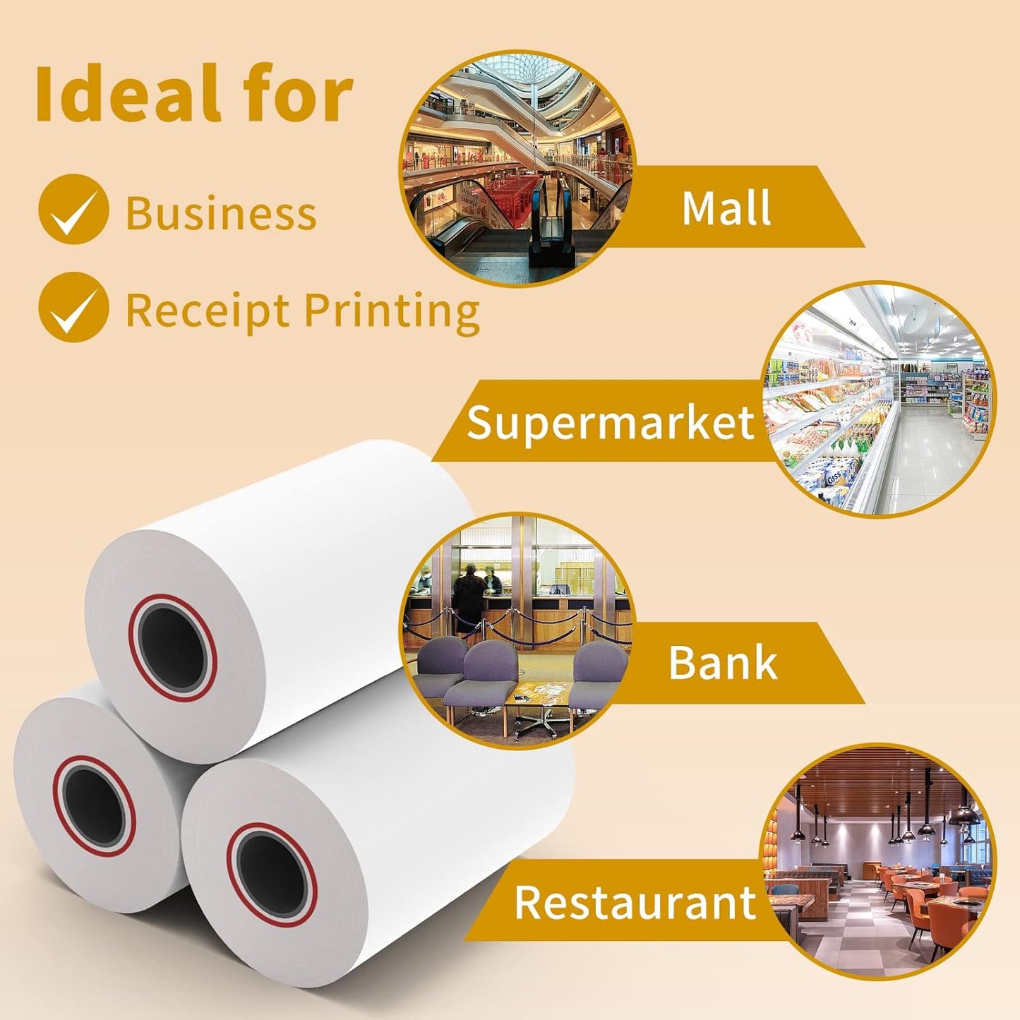 MFLABEL® 5 Rolls 2 1/4" x 85' Thermal Paper Cash Register POS Receipt Paper