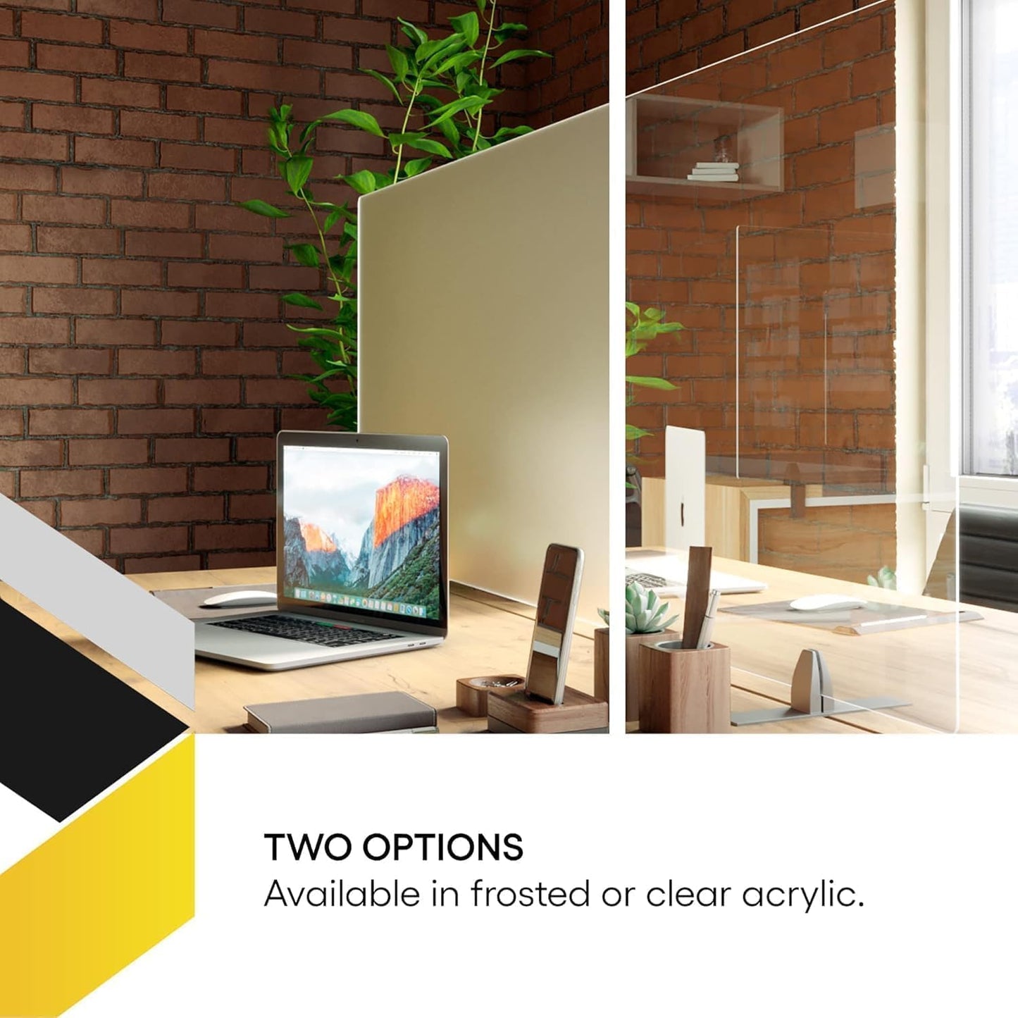 OBEX Acrylic Free Standing Screen, Divider for Desk Privacy Home & Office Partitions for Table Top Workstation, Portable Cubicle Panel for Work, 12" x 66", Frosted