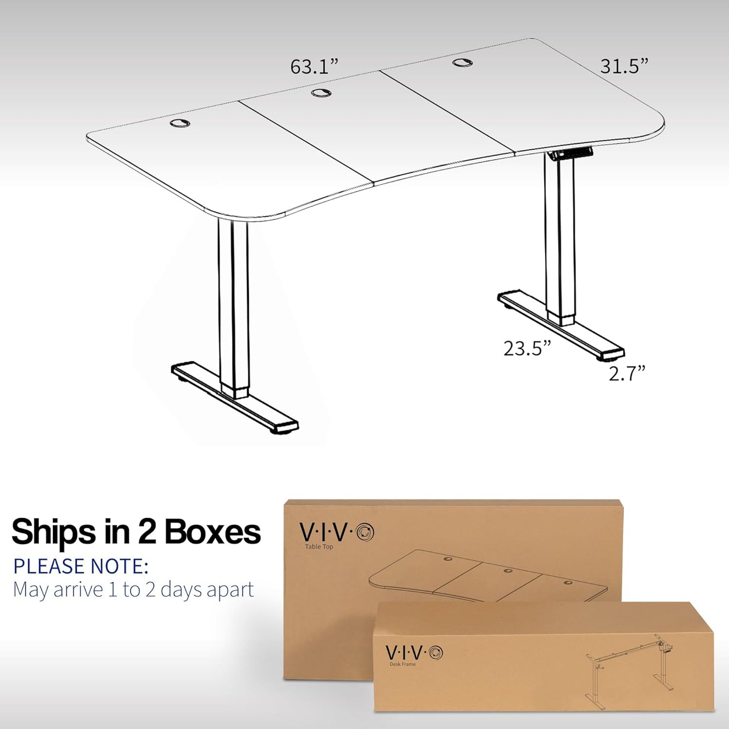 VIVO Electric 63 x 32 in Standing Desk, Memory Height Adjustment, 1B Series, Black Carbon Fiber Top Gray Frame, DESK-KIT-1G1R
