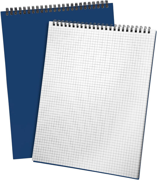 2 Pack Top Spiral Graph Paper Notebooks 8.7 X11.4 Inch A4 Grid Paper Notepad 70 Sheet Memo Steno Pad for Engineering Writing Sketching Drawing School Office Supplies (Dark Blue)