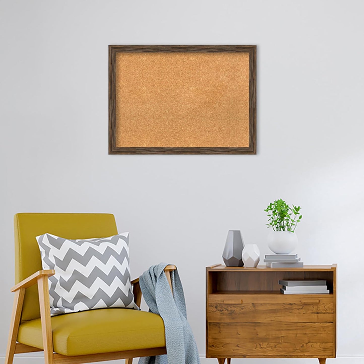 Amanti Art Natural Cork Board for Wall, 23x31 Vision Board with Brown Wood Frame, Medium Corkboard Office Decor for Home Organization, Rustic Farmhouse Corkboard Pinboard to display items for home