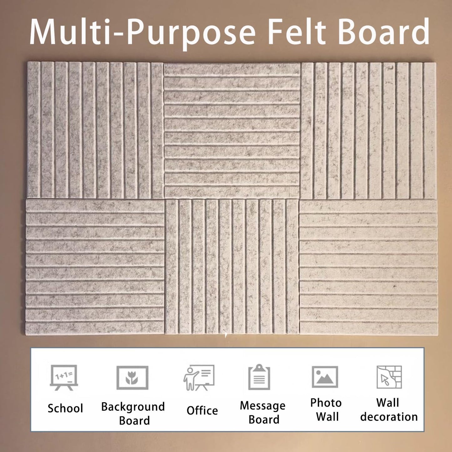 KEYIDE 8Pack Large Cork Boards for Walls, 12"x12" Felt Pin Board for Wall, Bulletin Board Tiles for Office Wall Decor (Beige)