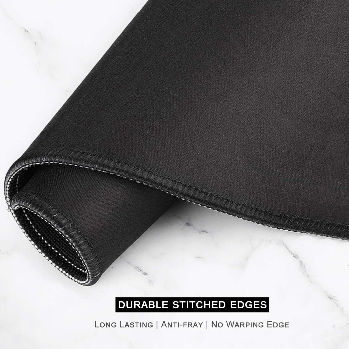 Auhoahsil Large Gaming Mouse Pad, Marble Theme XXL 35.4 x 15.7 in Desk Pad Stitched Non-Slip Rubber Long Computer Mousepad Thin Extended Full Size Desk Mat for Desktop, Laptop, Wireless Mice, White