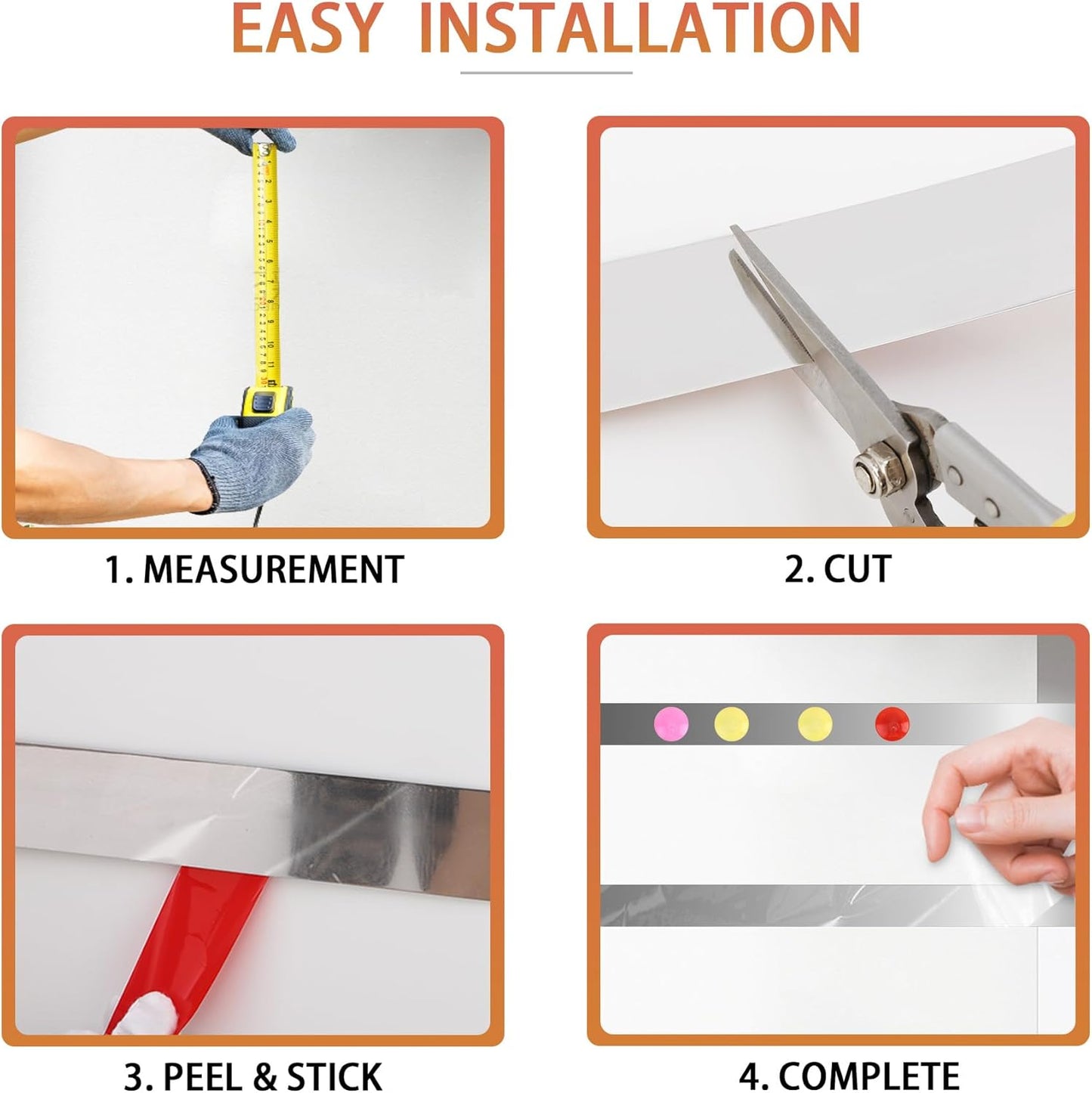 Self Adhesive Backing Metal Strip for Magnets, Flexible Ferrous Memo Tapes Roll for Bulletin Boards in Studio, Office, School (Glossy Silver, 118''L x 3.15''W, Contains 40 Magnets)