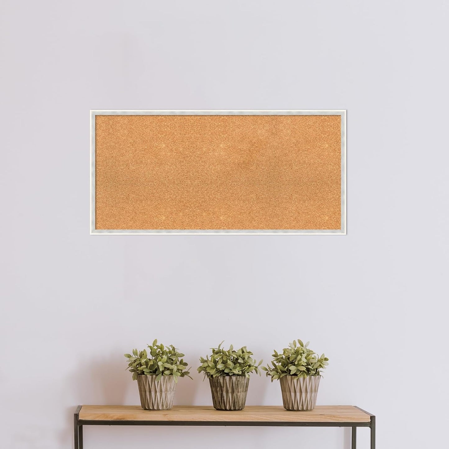Amanti Art Natural Cork Board for Wall, 19x39 Vision Board with White Frame, Large Corkboard Office Decor for Home Organization, Modern Corkboard Pinboard to Display Items for Home Organization in