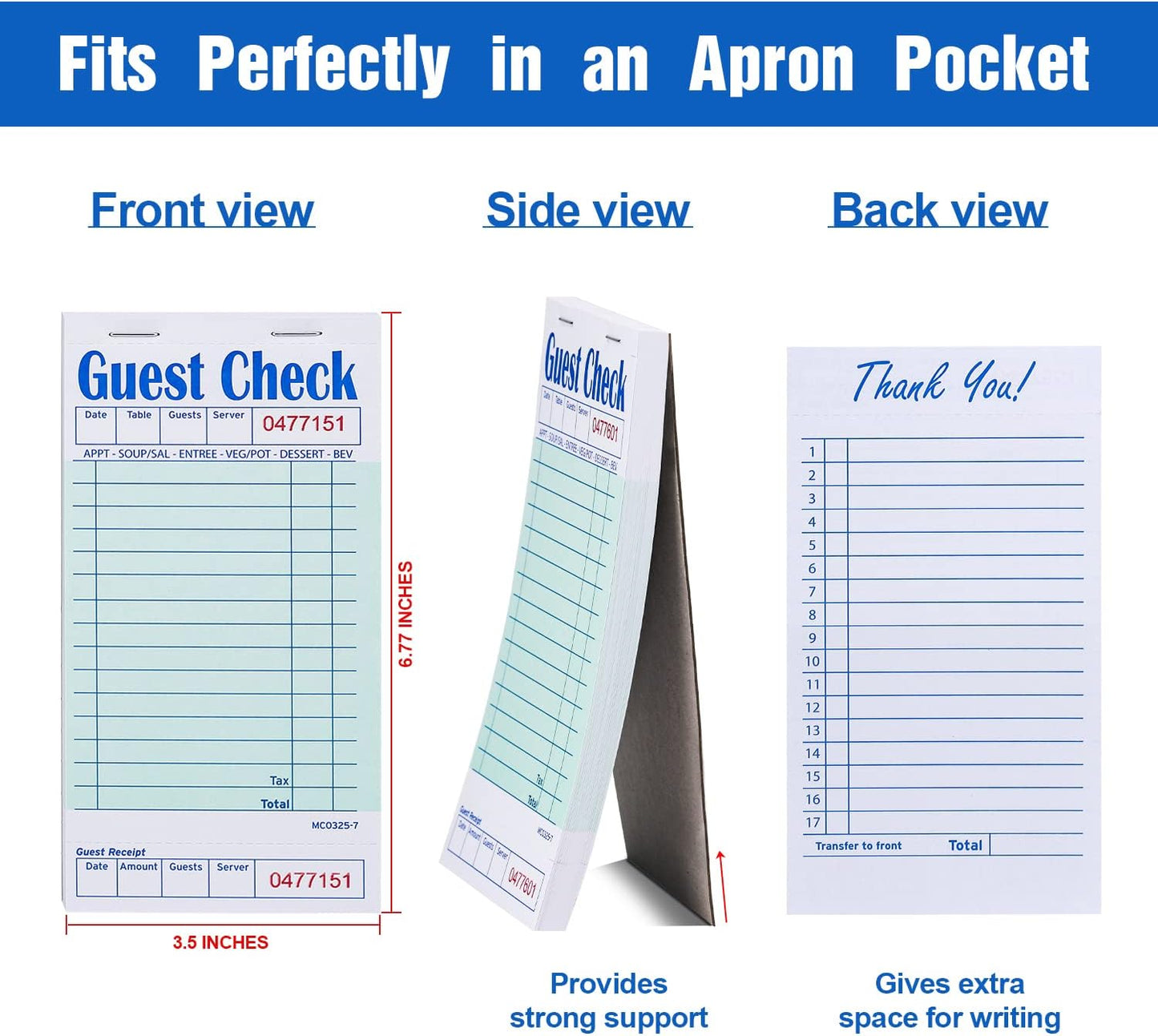 Methdic Guest Checks Server Note Pads 500 Orders Waitress Notepad for Restaurants (10 Books)