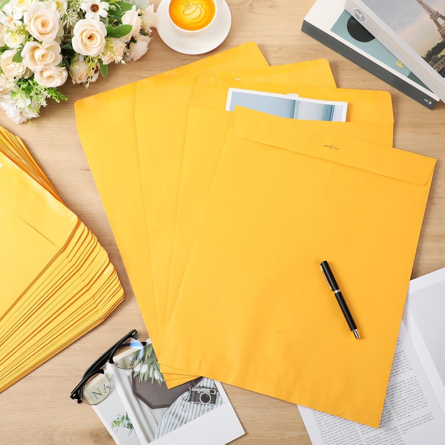 50 Pcs 14 x 18 Inch Extra Large Mailing Clasp Envelopes Jumbo Kraft Catalog Manila Envelope with Clasp Closure for Oversized Big Documents Office Home Business Legal School Storing Mailing