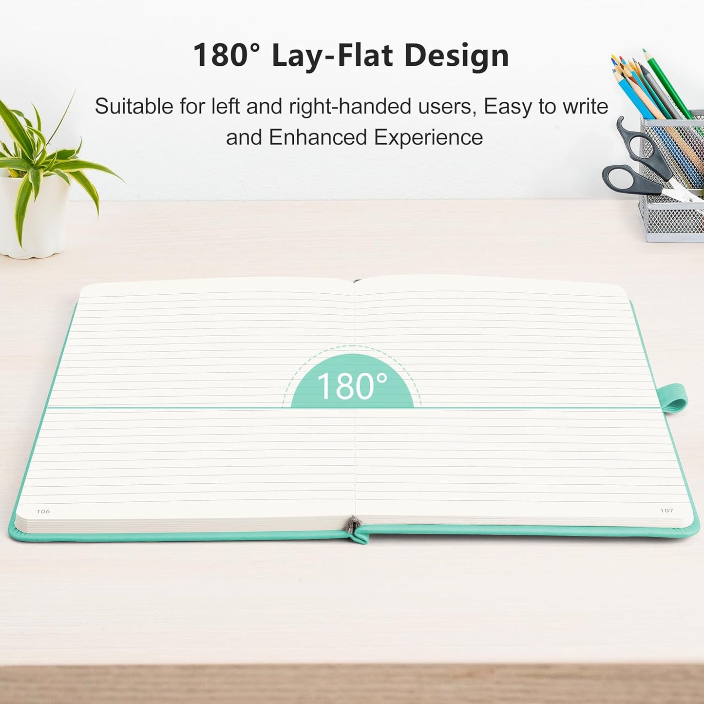 RETTACY Bullet Dotted Journal Notebook, 256 Pages, A5 Medium Size (5.7'' × 8.3''), Leather Hardcover, 120 GSM Thick Paper, for Bullet Journaling, Planning, Tracking (Mint)
