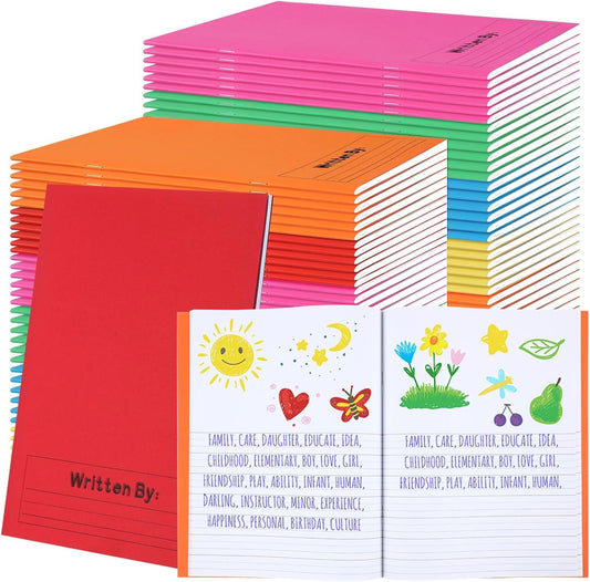 Henoyso 48 Pcs Primary Composition Notebook K-2 9 3/4 x 7 1/2 Inch Primary Journal, Back to School Supplies, Bulk Blank Writing Book for Kid to Write Draw Journal 60 Page Notebooks (Colorful)
