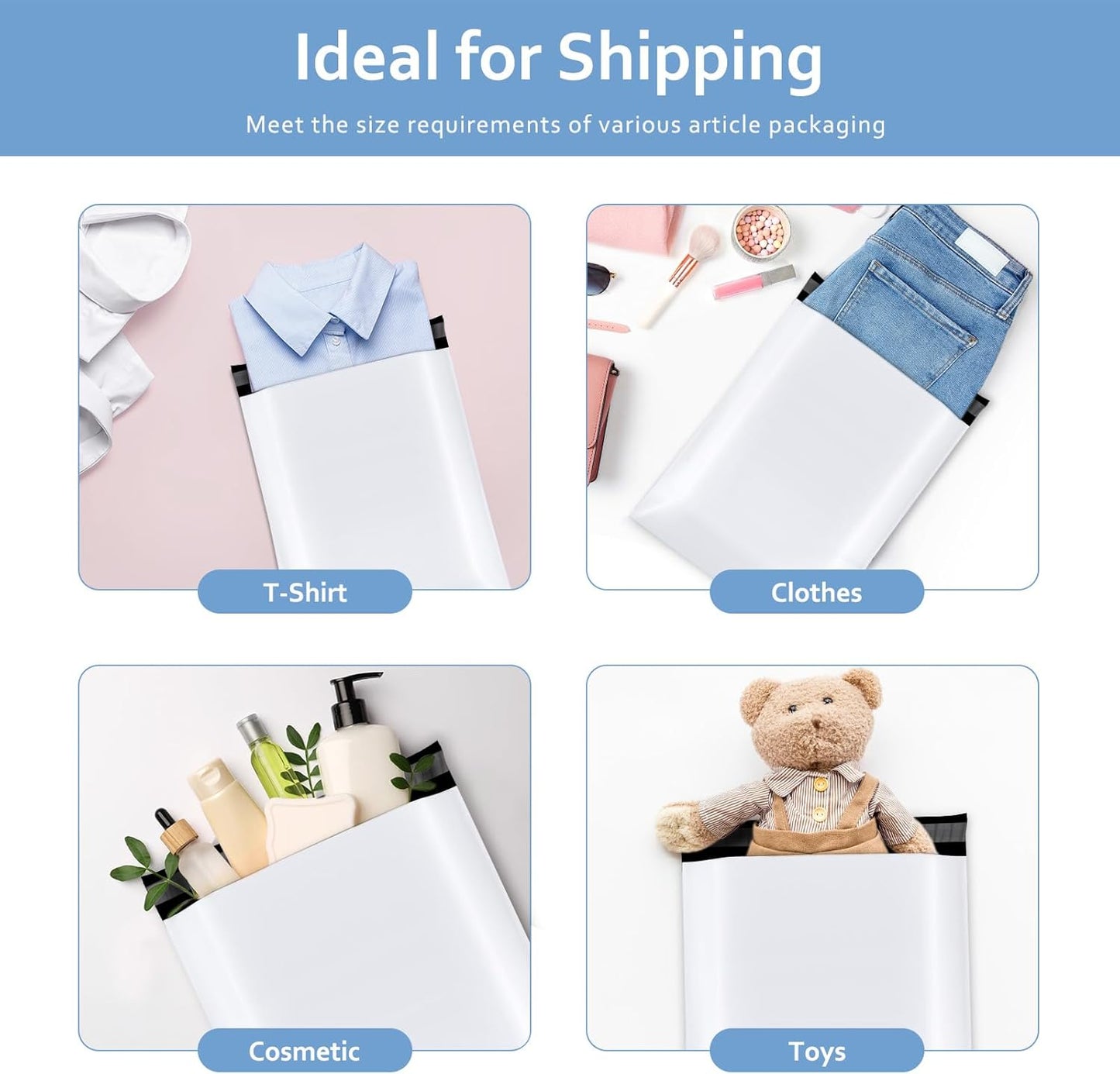 Metronic Poly Mailers 10x13 100 PC, Small White Shipping Bags Mailing Envelopes Self Seal, Mailers Poly Bags for Shipping Waterproof and Tear-Proof, Mailing Bag Packaging Bags for Small Business