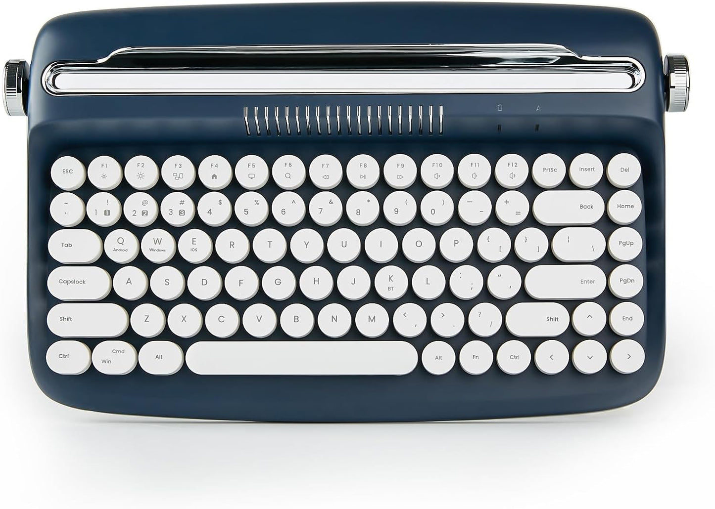 YUNZII ACTTO B303 Wireless Typewriter Keyboard, Bluetooth Connection, Cute Retro Aesthetic Design with Integrated Stand for Tablet, Phone, PC and Win/Mac/Android (B303, Midnight)