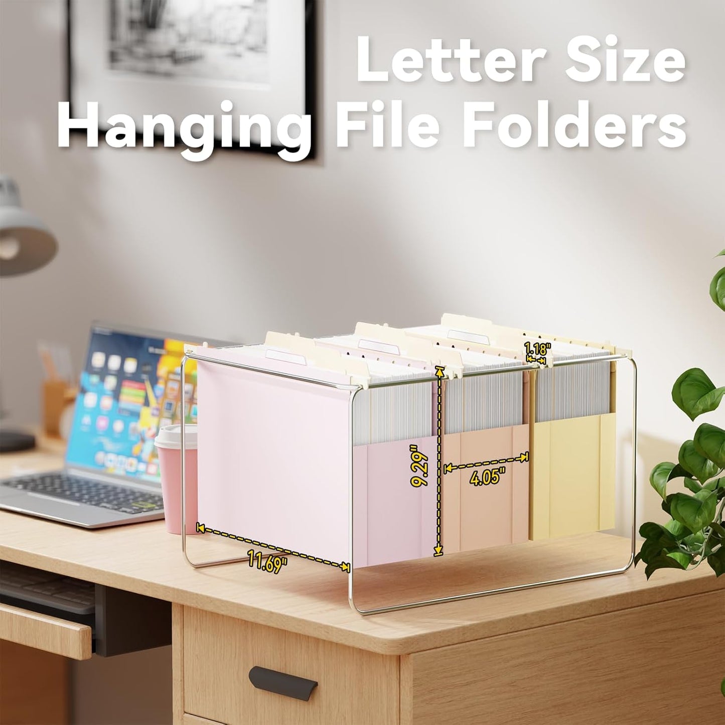 Ansook Plastic Hanging File Folders Letter Size,4" Extra Capacity File Folder with Tabs,6 Pack File Cabinet Folders for Documents,Heavy Duty Morandi Colored File Folders for Home and Office Bulk File