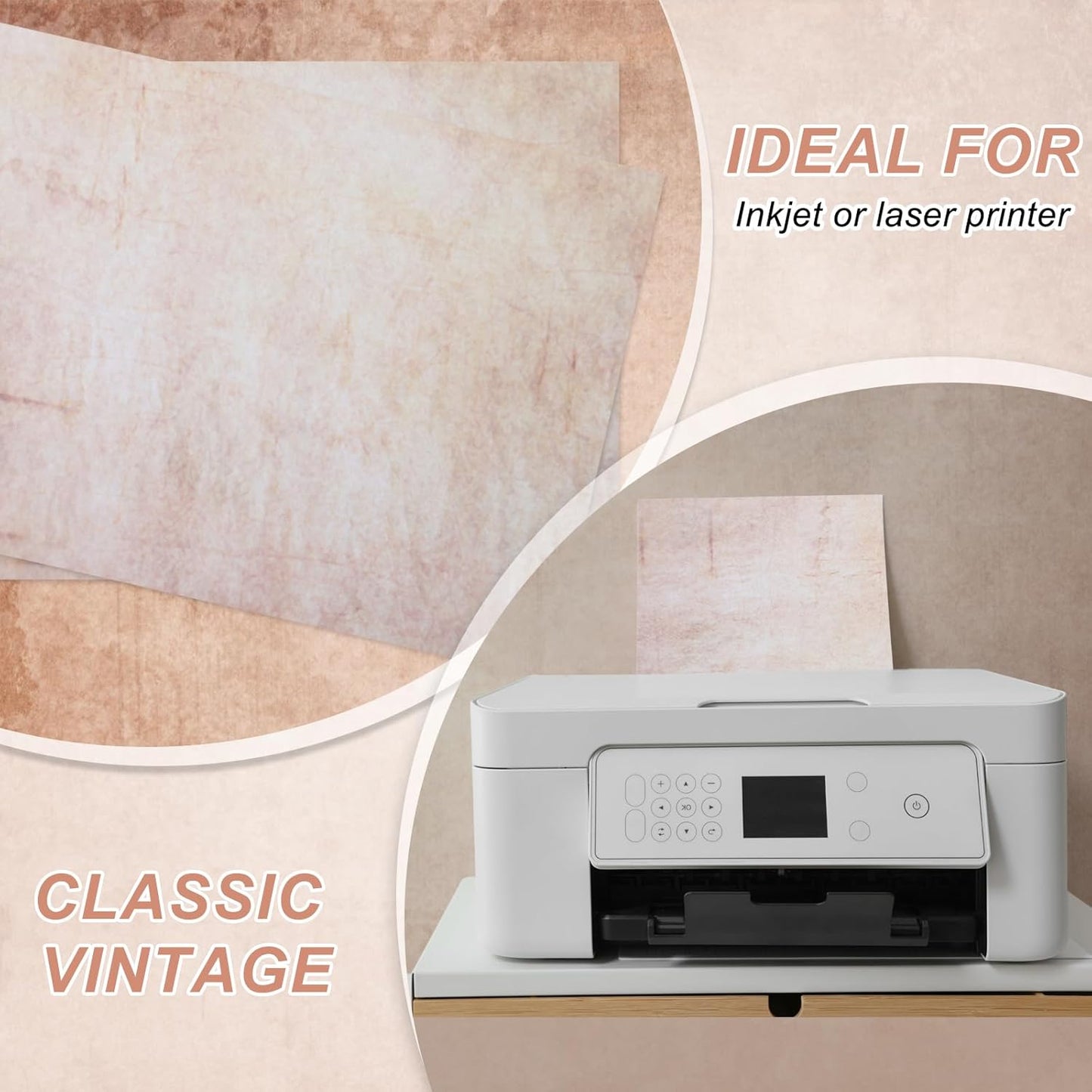 MECCANIXITY 24 Sheets Vintage Cotton Paper Printer Edge Paper Thick 120 GSM, Classic for Letter Writing, Invitations, Wedding-8 x 11 Inch,Light Yellow