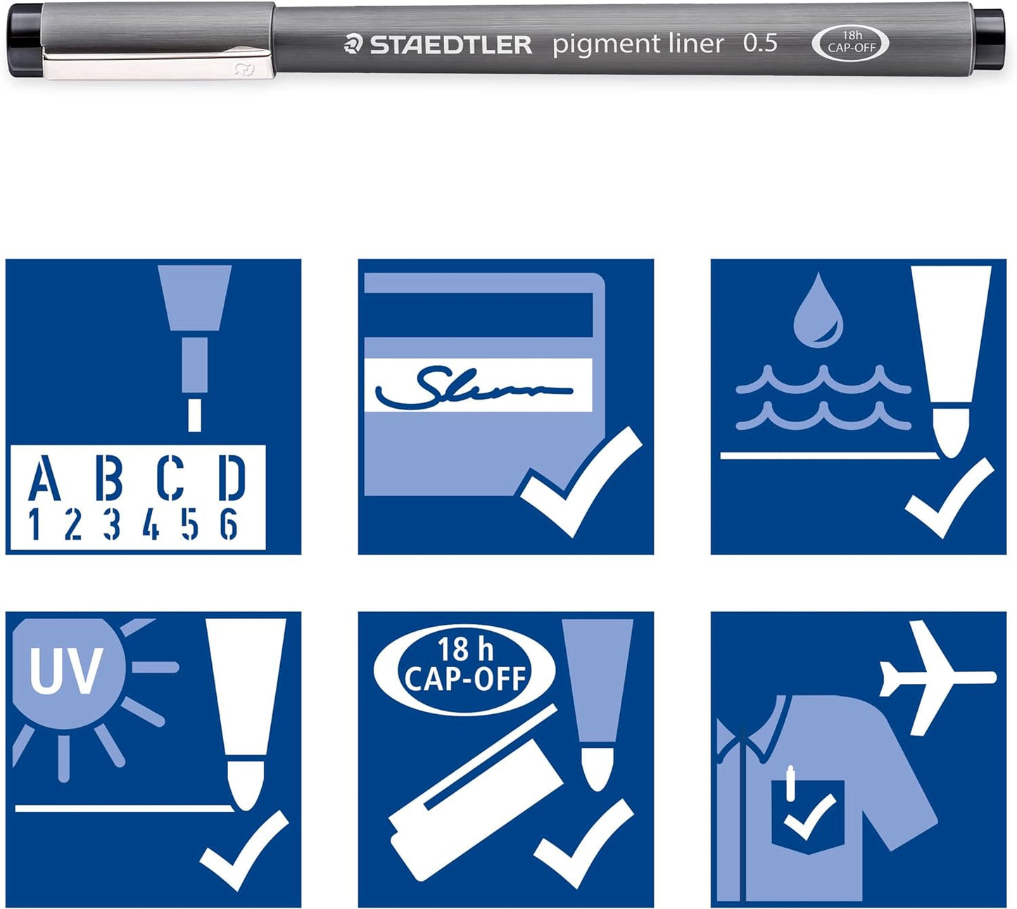 STAEDTLER Pigment Liner Pack, Black, 3 Pens, Assorted Line Widths 0.5mm/1.2mm/Chisel, 308-9S2BK3