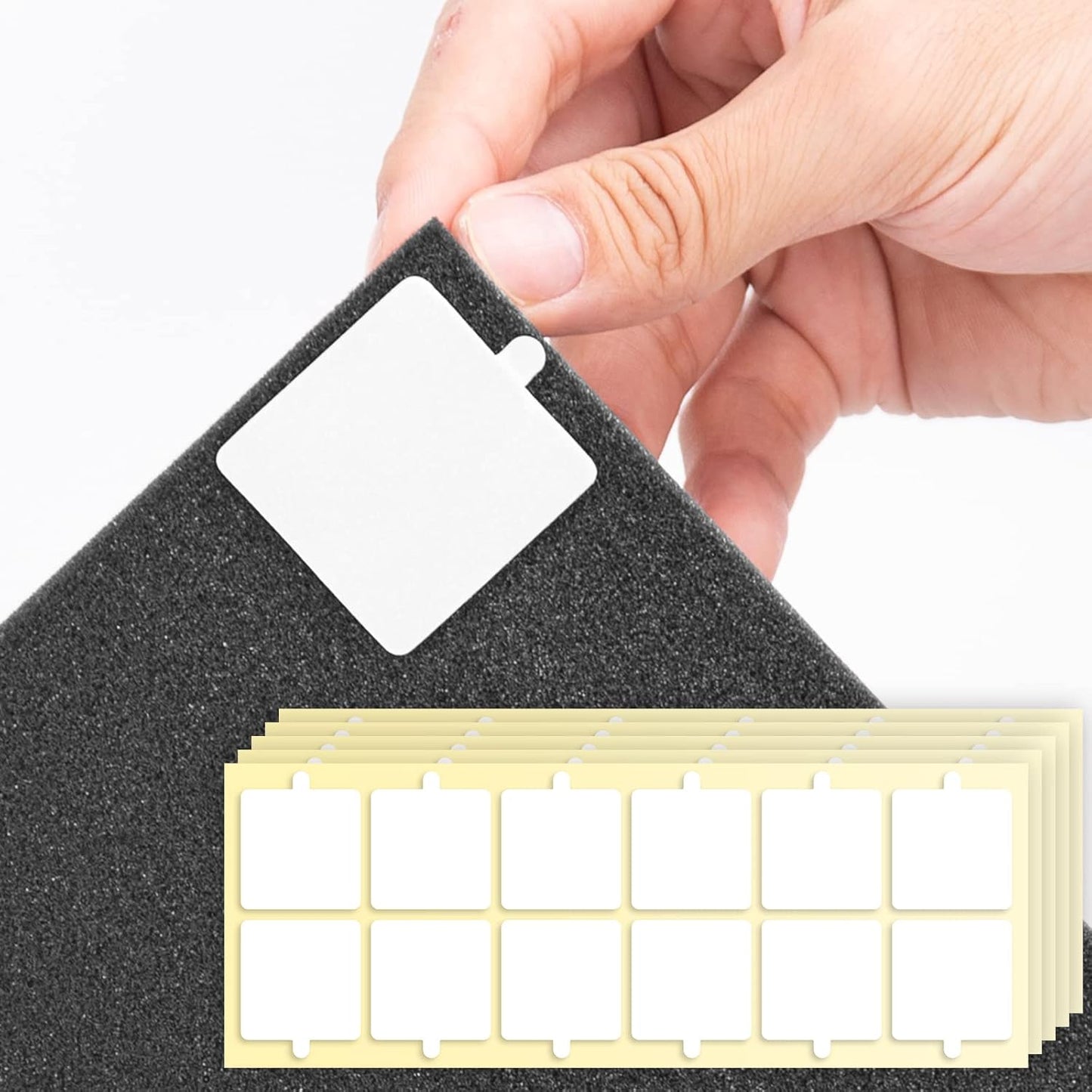 Sonicism 120 Pack Pyramid Double Sided Tape Squares for Acoustic Foam Sheets, Heavy Duty Wall Mounting Tape Squares for Polyester Foam Acoustic Panels, 1.4-in Squares, Transparent