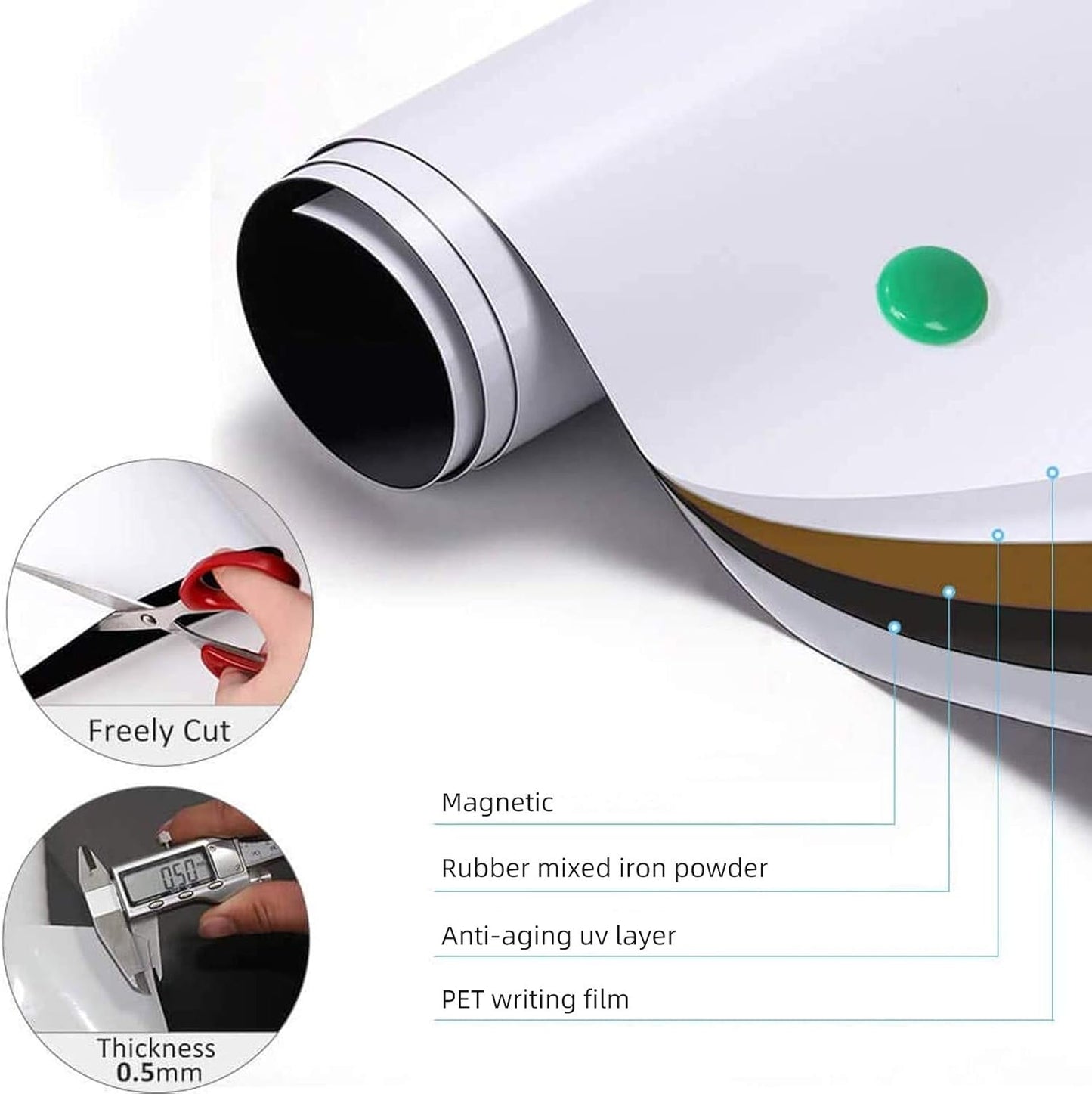 Magnetic Whiteboard Contact Paper for Wall 36 x 24 inches, Magnetic Dry Erase White Board Sticker with Non-Adhesive Backing for Office Home School