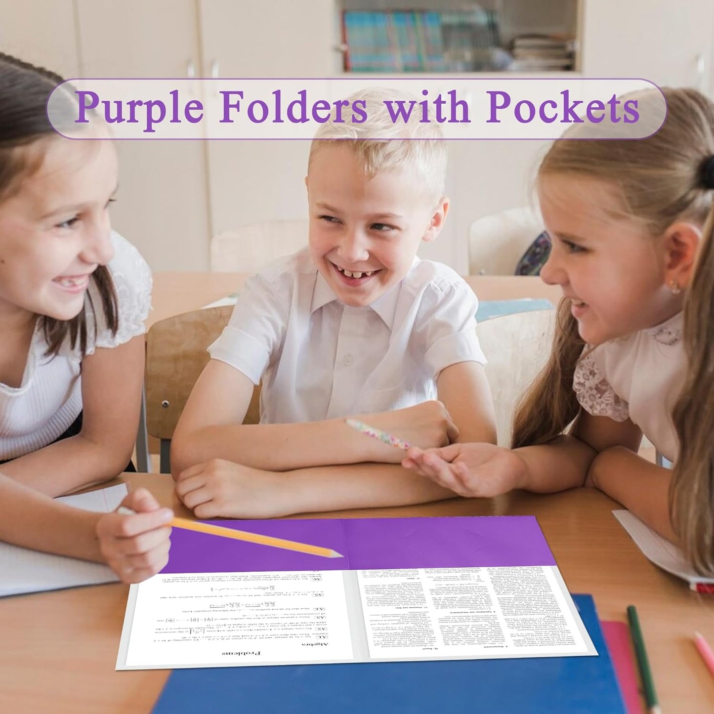 Zzrywuty 100 Packs Paper Folders with Pockets for Students,Businessmen and Office Workers,Letter Size,Two Pocket Folders with Card Slot for Office,Business,School Supplies (Purple)