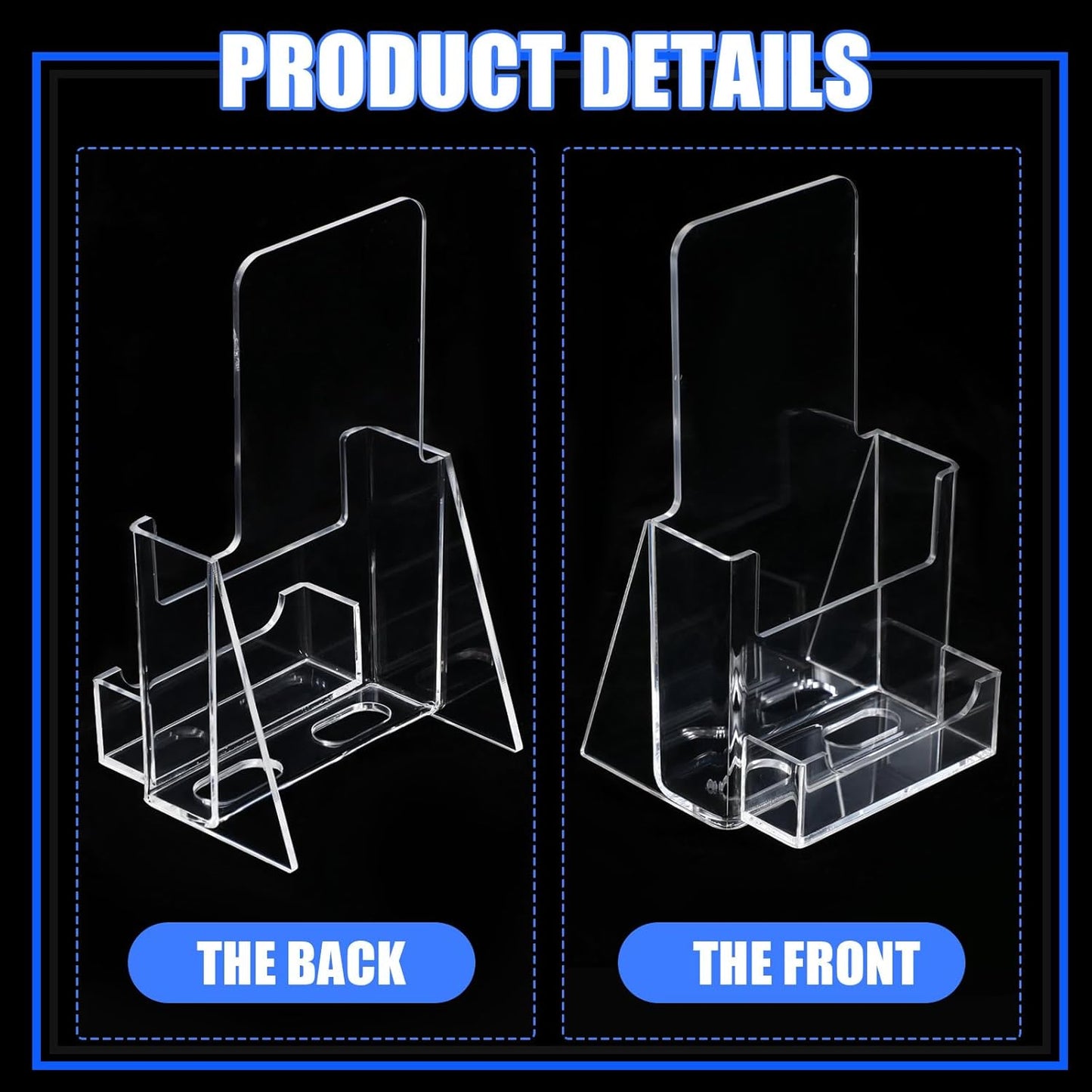 Wenqik Acrylic Brochure Holder with Business Card 4.1 Inch Rack Card Holder Pamphlet Display Stand Organizer for Menu Flyer Magazine Office Booklets(10 Pcs)