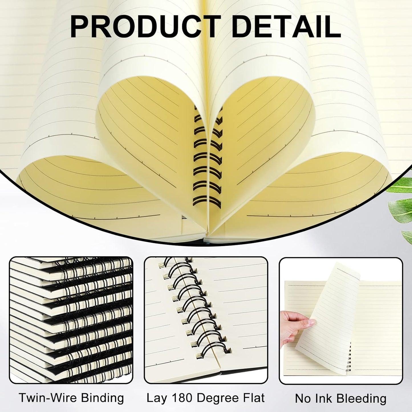 Yahenda Spiral Notebook Bulk A5 Journal Lined 8.3'' x 5.5'' Writing Composition Paper Small Notepad Subject Notebook for Students Office Business Back to School Supplies(Black Color,18 Pcs)