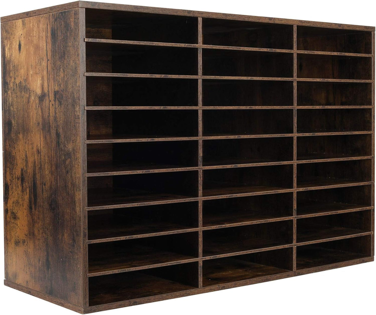 TQVAI Wood Adjustable Literature Organizer Desktop File Sorter Mail Center Paper Storage Cabinet Home & Office Mailbox School Classroom Keepers, 27 Slots Compartments, Archaize