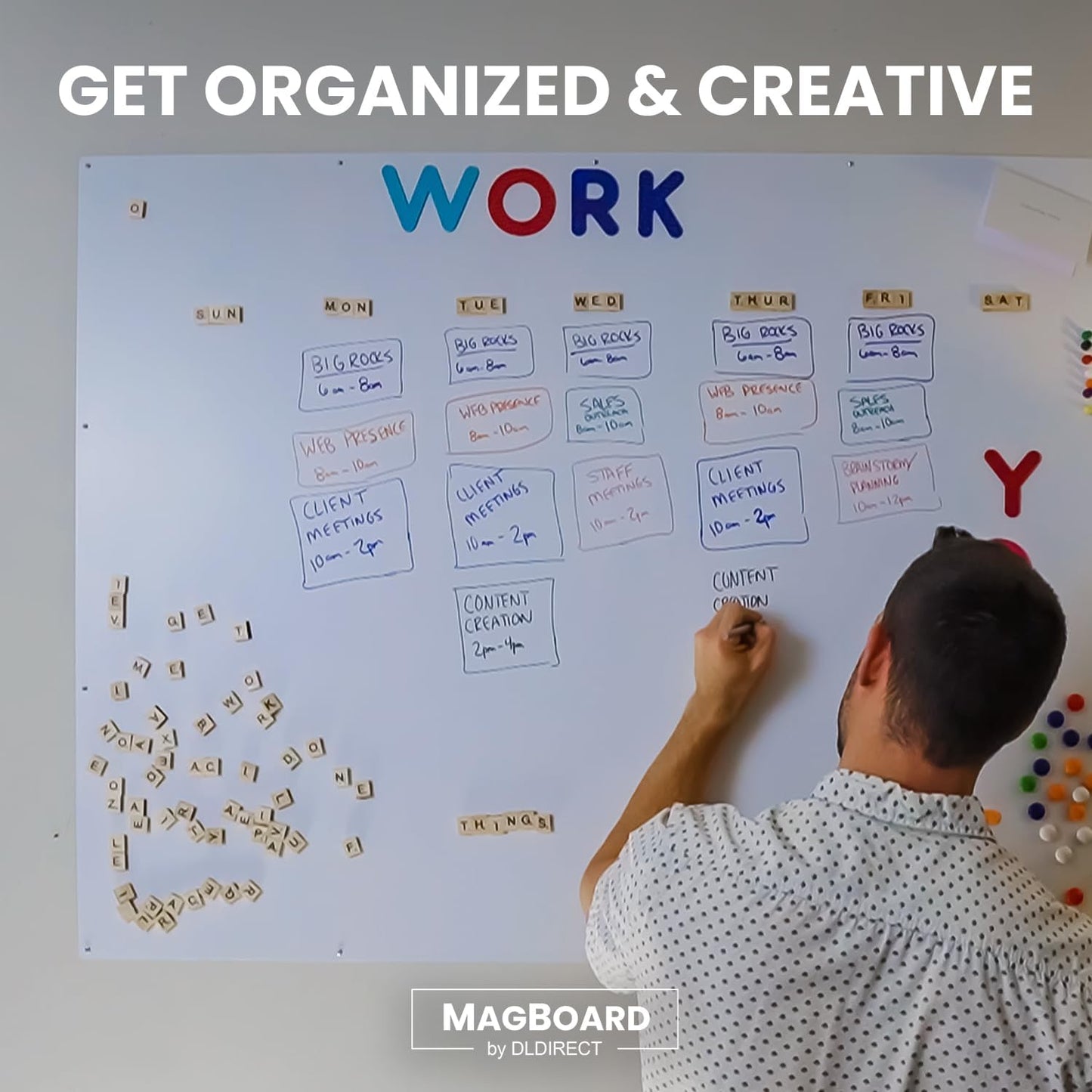 Diamond Life Magnetic Board - Memo & Vision Board for Home, Office, and Classroom - Magnet Board for Kids - Pre-drilled Mounting Screws Included (White 24"x36")