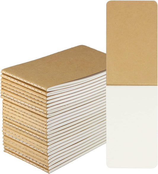 24 Pack Mini Pocket Notebook 3x5inch, Mini Kraft Paper Blank Notebook Bulk, Unlined Note Pads,Memo Pads Small Pocket Notebook Journal for Kids, Students,Travelers