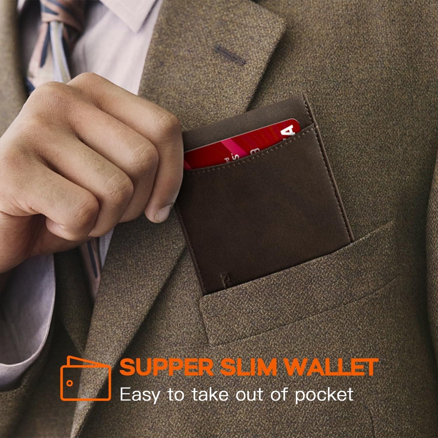 Slim Money Clip Wallets for Men RFID Blocking 11 Card Holder Minimalist Small Thin Carbon Leather Bifold Mens Front Pocket Wallet Gift Box