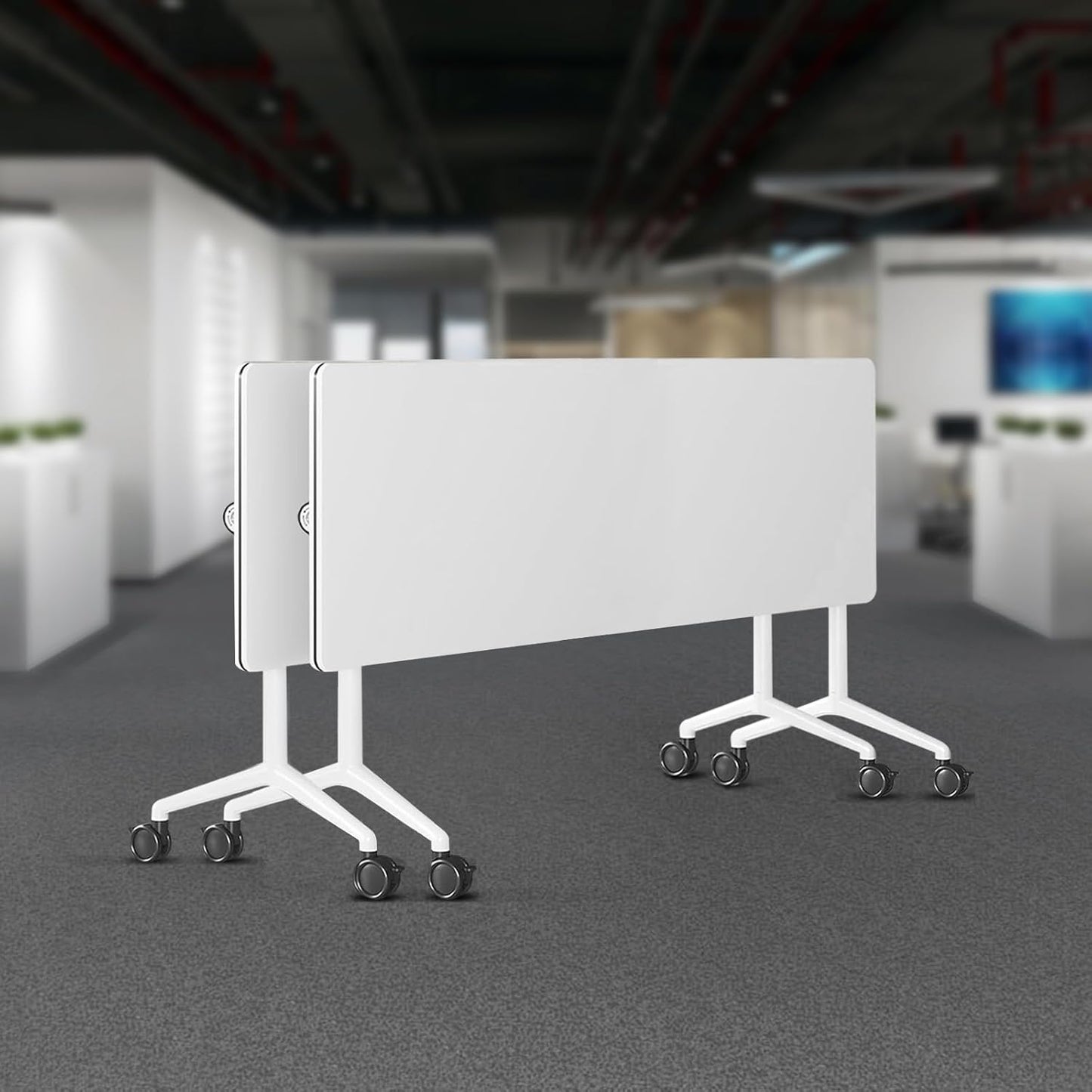 Folding Conference Room Tables 6 Pack, Foldable Modern Mobile Meeting Table Desk Training Table 6FT Large Rolling OfficeTable for Conference Training Classroom (2, 63" * 23.6" * 29.5")