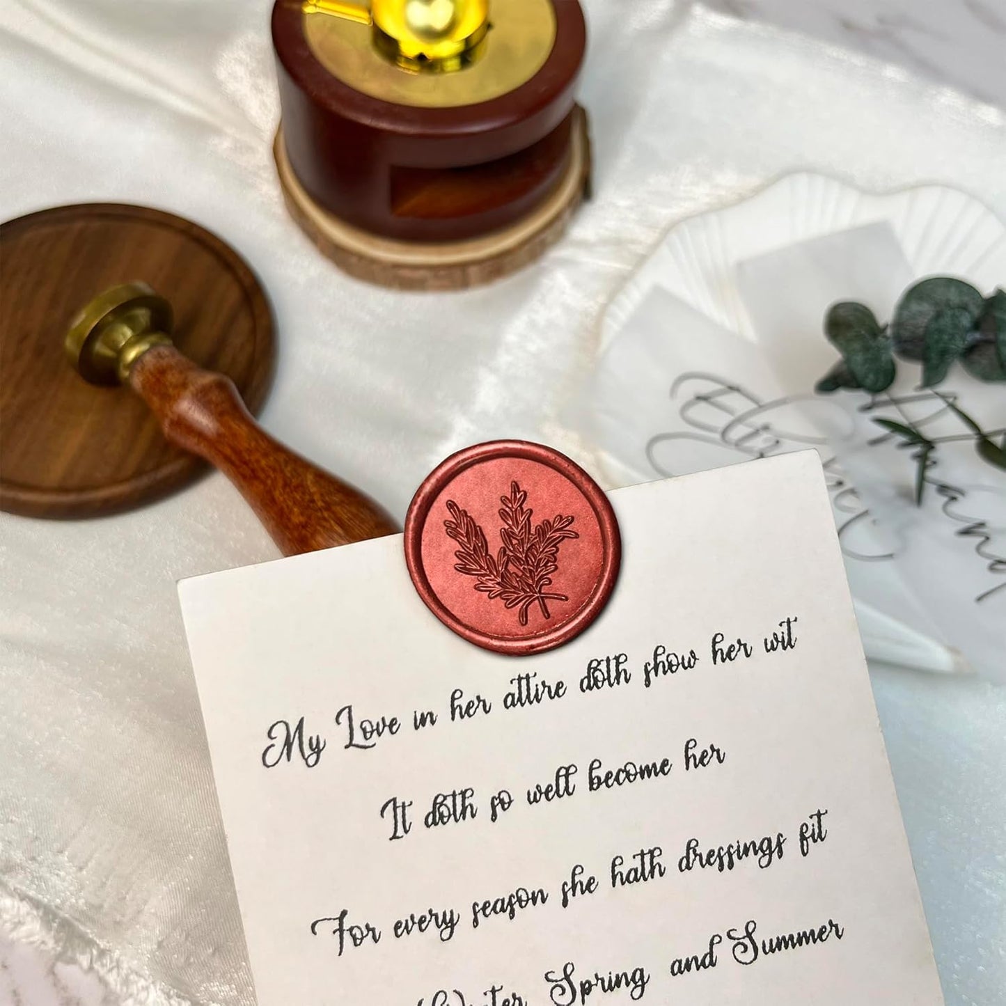 25Pcs Wax Seal Stickers Handmade Envelope Seals Self Adhesive Wax Stickers for Wedding Party Invitations, Envelope, Gift Wrap, Christmas(Rosemary Style, Red)