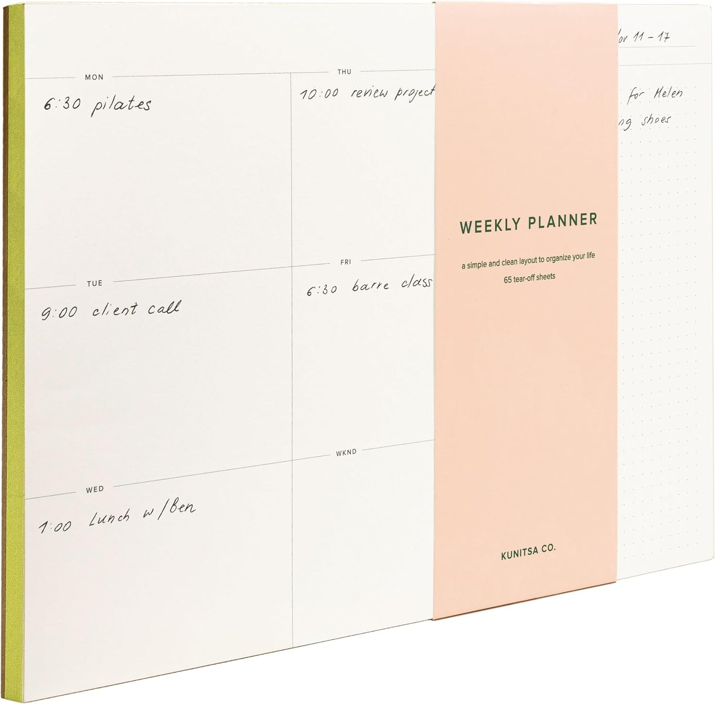 Daily and Weekly To-Do List Notepad – Desk Pad for Work and Study, Lime, 11.7x8.3 Inches