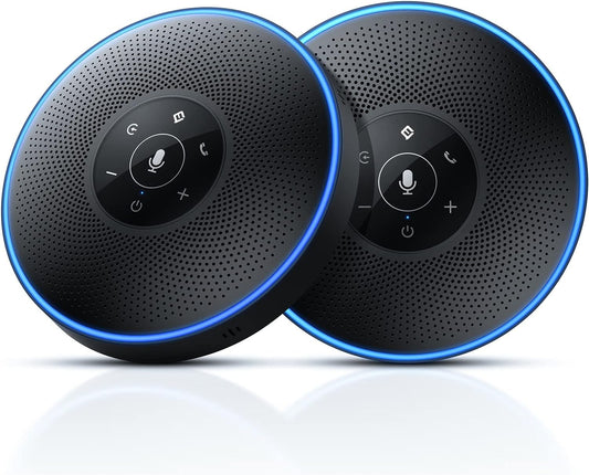 EMEET Bluetooth Speakerphone - Daisy Chain/Use Alone up to 16 attendees, M220 Professional Wireless Speakerphone 360°Voice Pick-up 8 AI Noise Cancellation Mics Skype Speakerphone for Conference Calls