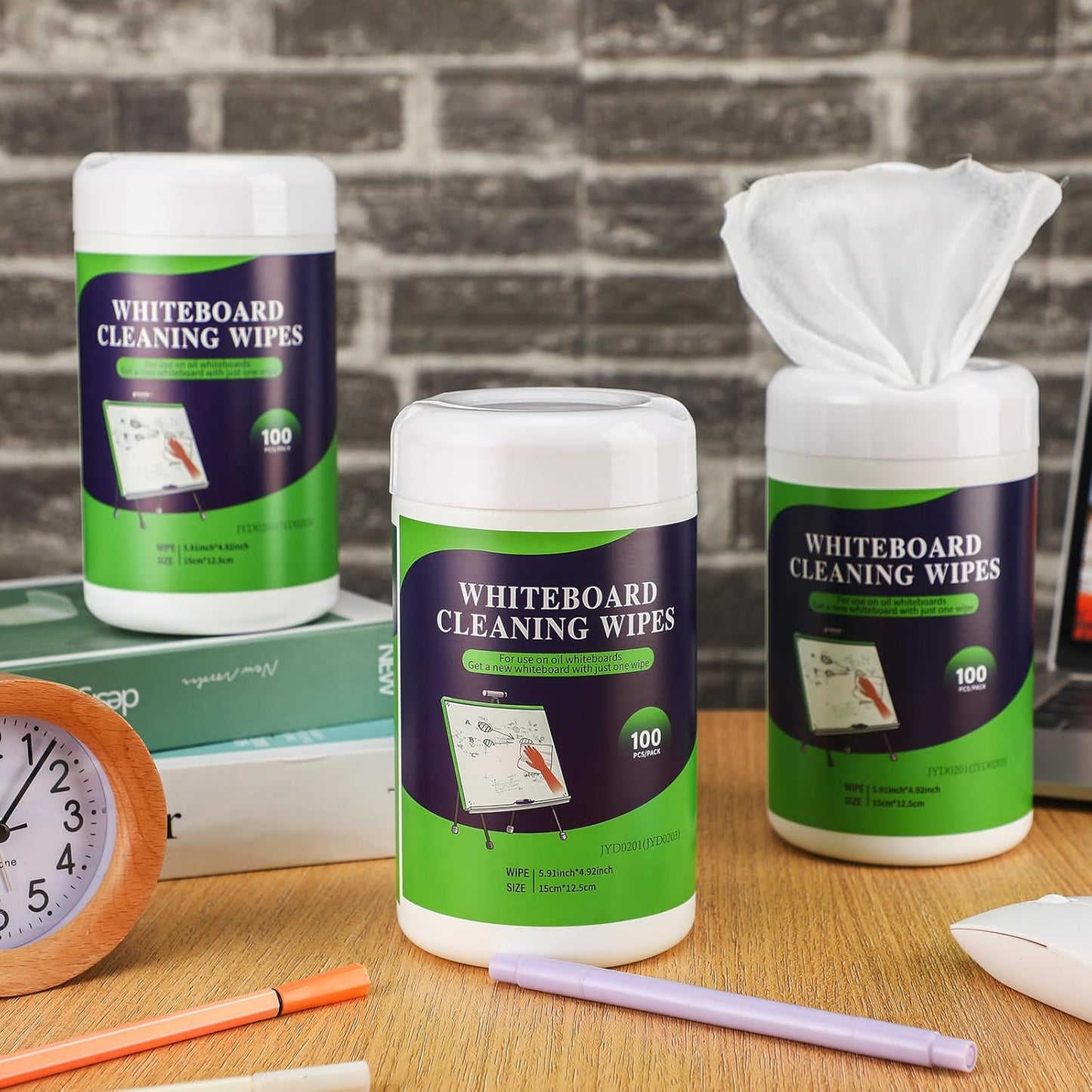 3 Pack Dry Erase Wipes 300 Pcs Whiteboard Cleaning Wipes Wet Whiteboard Cleaner Classroom Teacher Supplies, 100 Pcs Per Canister