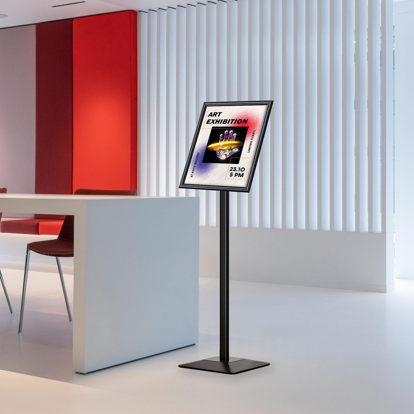 Sign Stand for Display, 11lbs Integrated Rod Heavy Duty Pedestal Floor Signage Stand Holder, for Outdoor or Indoor Advertising (8.5 x 11, Black)