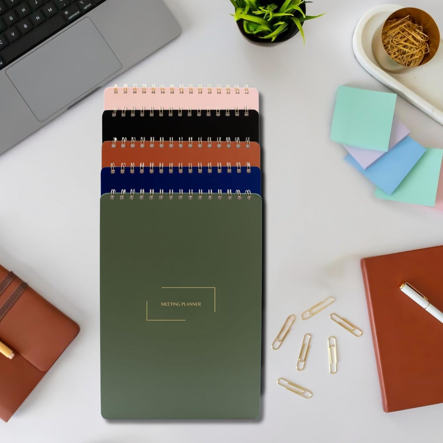 | Meeting Notebook for Work | 8.25" x 11.75" | Project Planner | Simple Design | Multiple Layouts | Office and Business Planner (Pink, Meeting Planner - Portrait)