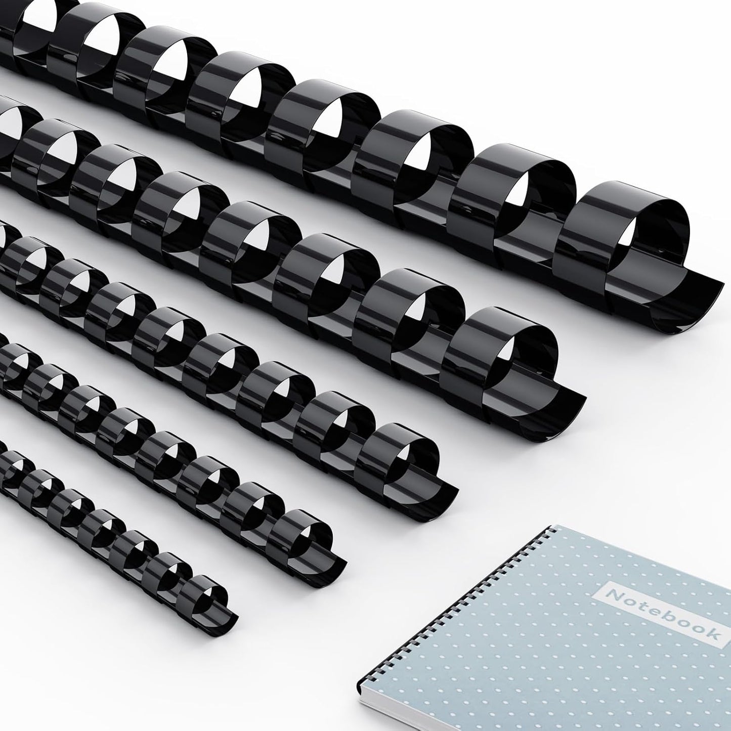 MAKEASY 100 Pack 19-Ring Letter Size Comb Binding Spines for LTR, Plastic Binding Combs, 3/8 Inch Diameter, 60 Sheet Capacity, Black Binding Combs
