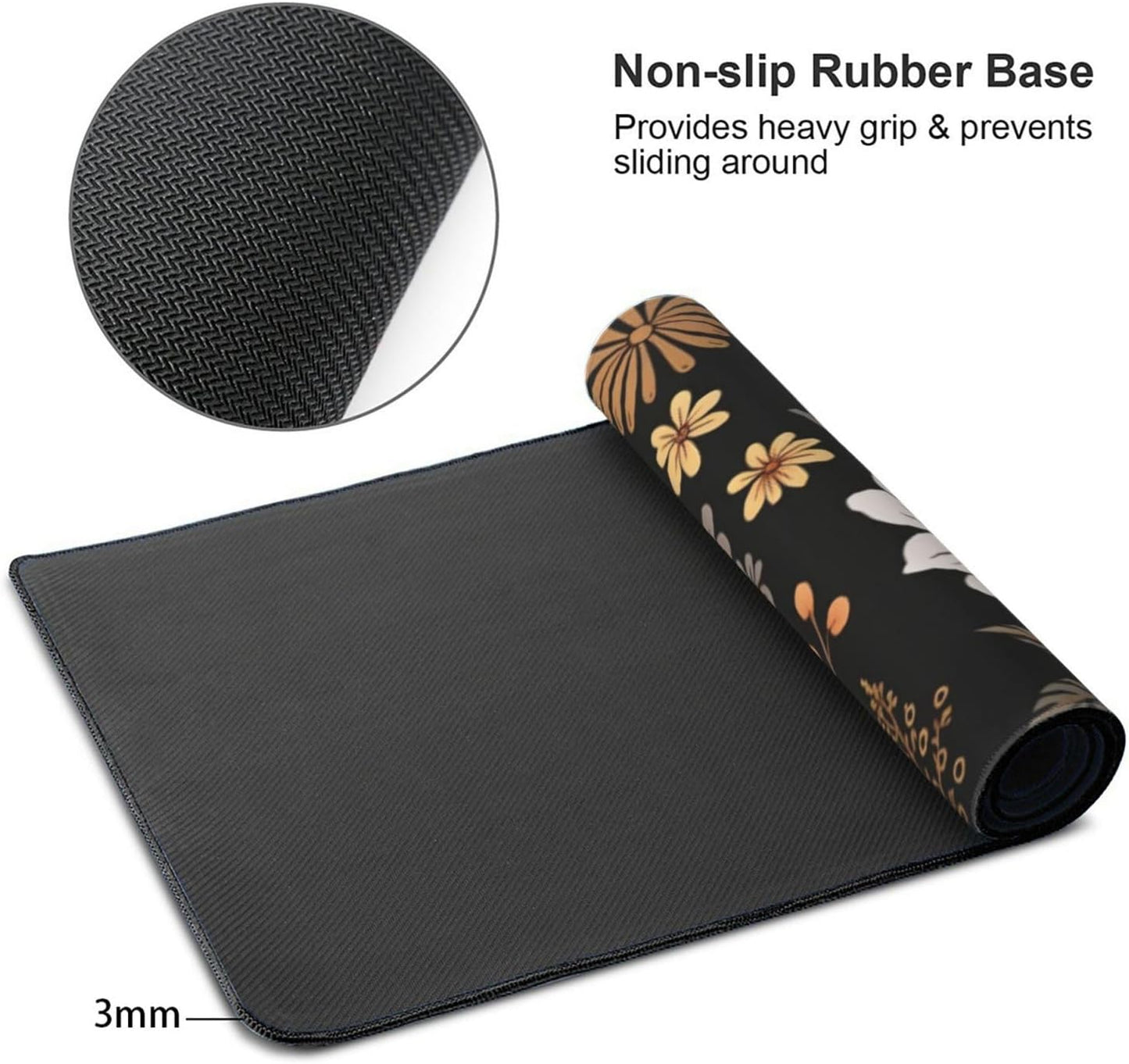 35.4 x 15.7 in, Waterproof XXL Large Mouse Pad for Desk, Extended Keyboard Mouse Mat for Computer Office, Big Laptop Mouse pad, Gaming Pc-Boho Flowers