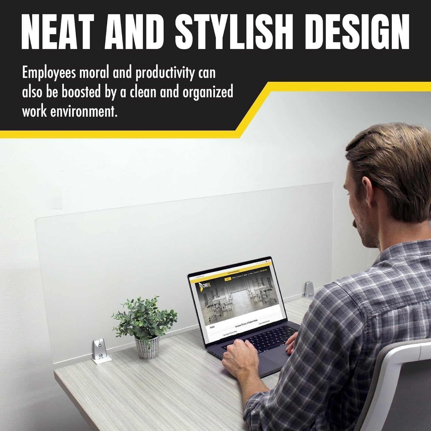 OBEX Frosted Acrylic Desk Mounted Privacy Panel, 12" x 24", Frosted
