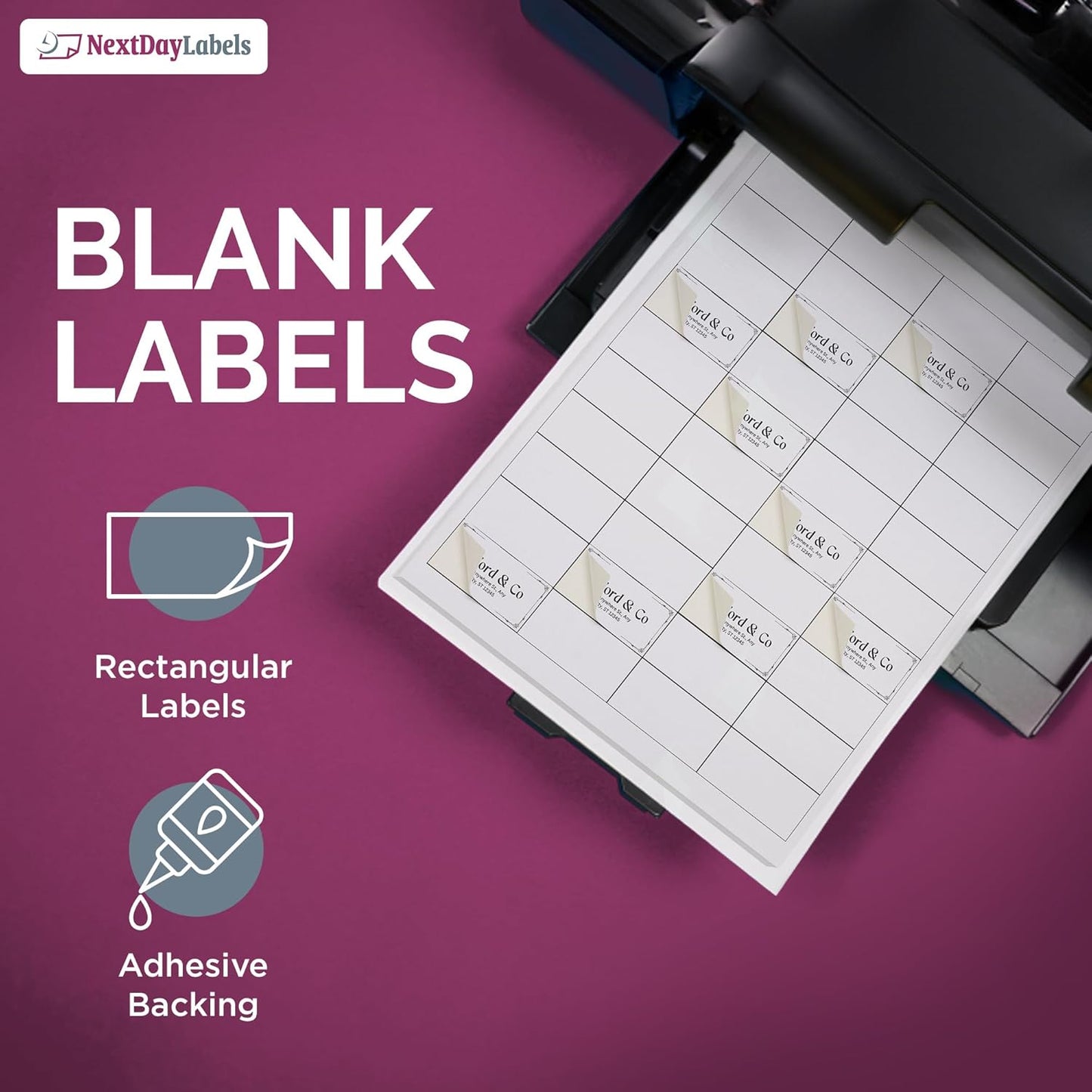 NextDayLabels – 2" x 1" Rectangular Sticker Labels for Printer - White Laser/Inkjet Printer Labels Return Address Labels Shipping Label Stickers (50 Sheets, 40 Per Sheet, 2000 Labels)