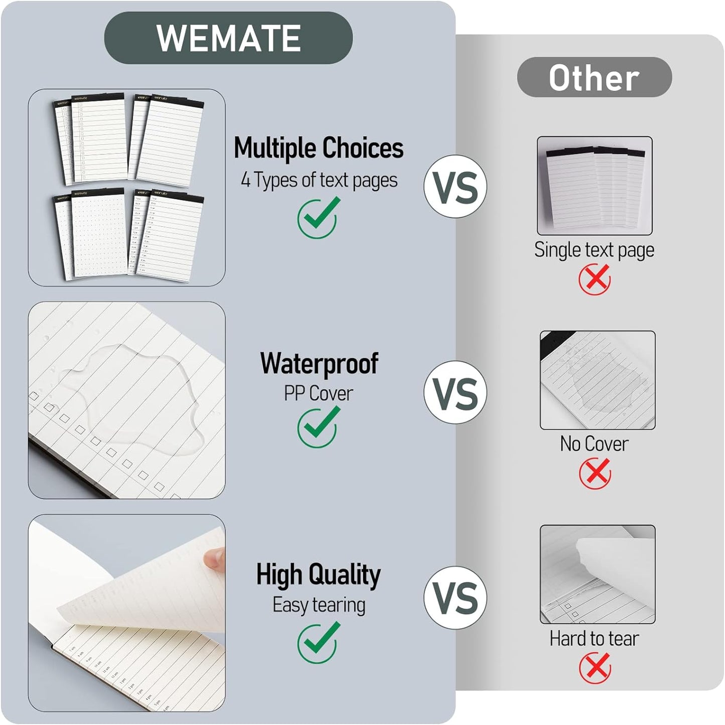 WEMATE 10 Pieces Small Notepad Holder Set Pocket Notebook - Included Mini Pocket Notepad Holder Set with 8 Memo Book Refills and Metal Pen for Meetings, Daily Records, and Notes 3 x 5 Inch (Rose Gold)