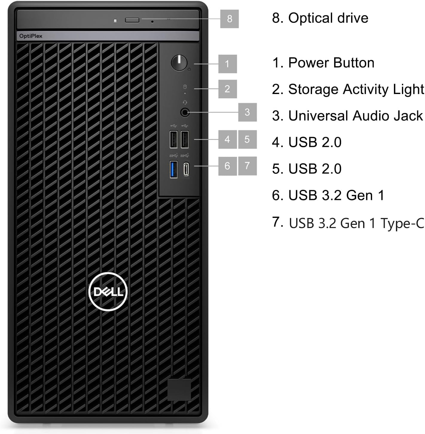 Dell OptiPlex Desktop Computer, 7020 Tower Dekstop PC, 12th Gen Intel 4-Core Processor (Beats Core i7-9700), 16GB DDR5 RAM, 512GB PCIe SSD, DVDRW, WiFi Adapter, RJ-45, Keyboard & Mouse, Windows 11 Pro