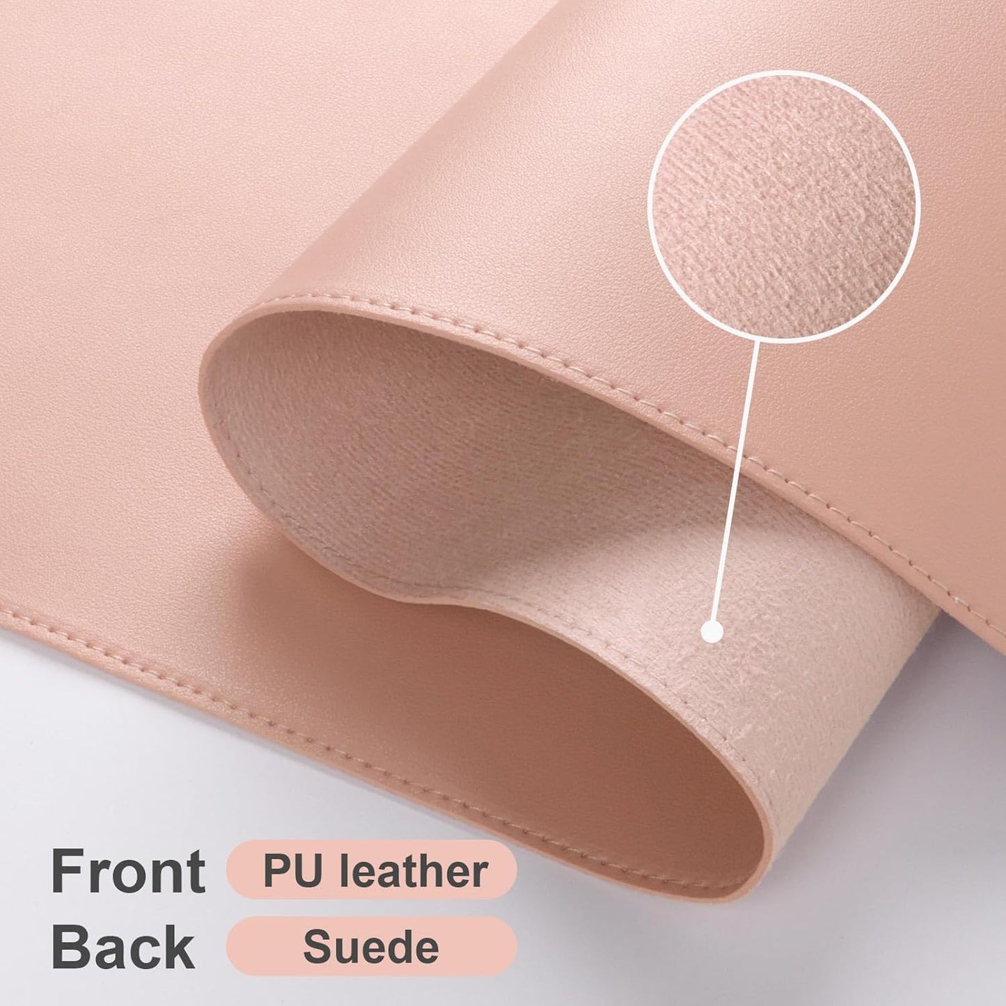 DAWNTREES Desk Mat Protector,PU Leather Desk Pad,Non Slip, Large Mouse Pad and Keyboard Mat, Waterproof Writing Pad for Office and Home (Pink,47.2''x23.6'')