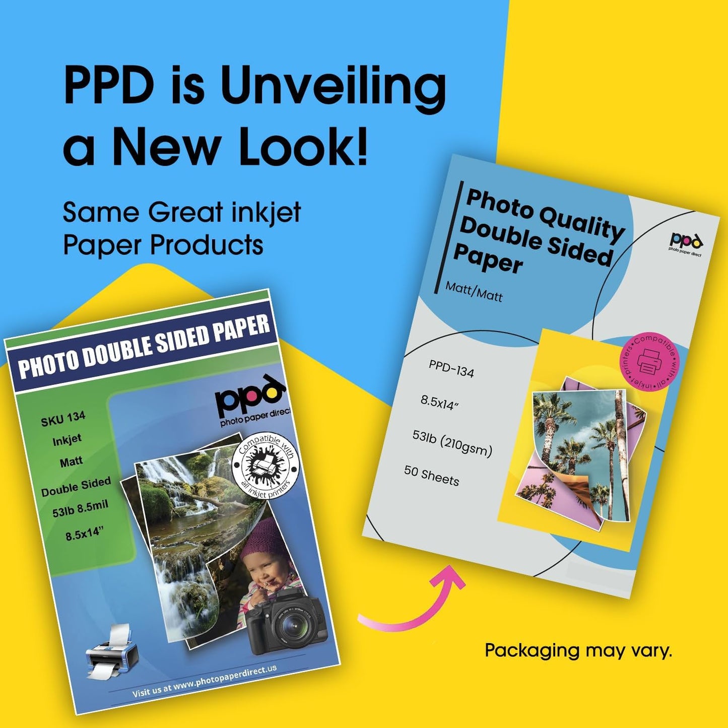 PPD Double Sided Photo Paper, Matte Brochure Paper 8.5 x 14 for Inkjet Printer, 210 gsm, 9 mil Legal Paper Size for Magazine, Flyer, Presentation, Program, Instant Dry & Water Resistant (50 Sheets)