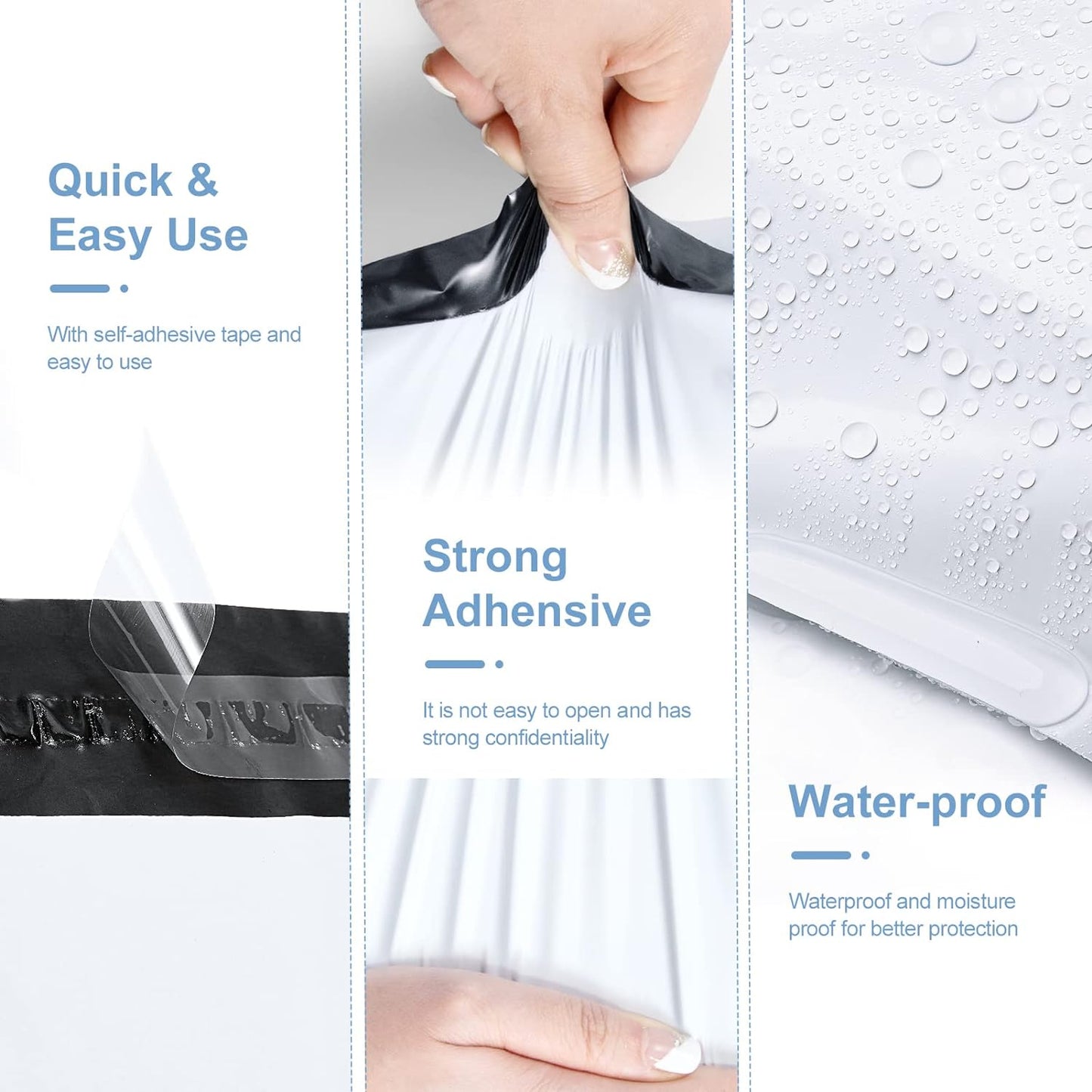 Metronic Poly Mailers 10x13 200 Pcs | Medium Size Shipping Bags for Clothing | Strong Adhensive Mailing Bags for Small Business, Shipping Envelopes, Tear-resistant Packing Bags White