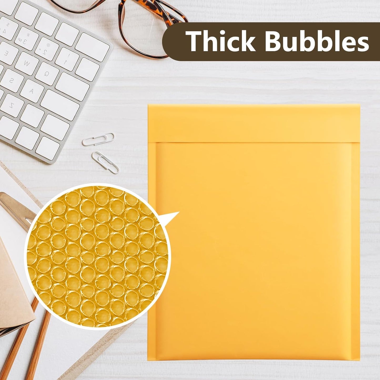 UCGOU Bubble Mailers 4x8 Inch Yellow 100 Pack Usable Size 4x7 Inch Kraft Padded Envelopes Small Business Mailing Packages Opaque Self Seal Boutique Shipping Bags Mailer Shipping Envelope Bubble Mailer